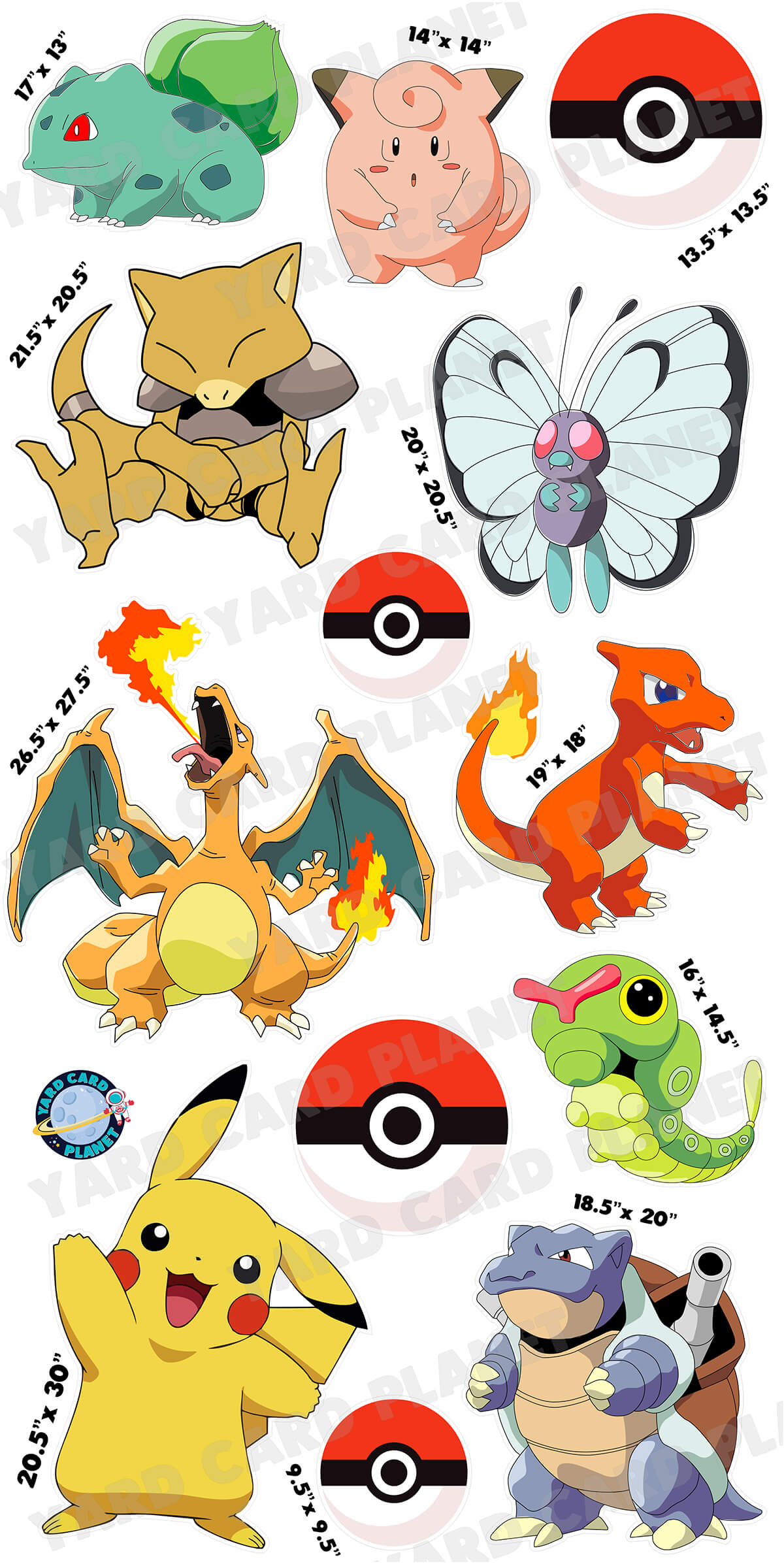 Pokemon Inspired Yard Card Flair Set