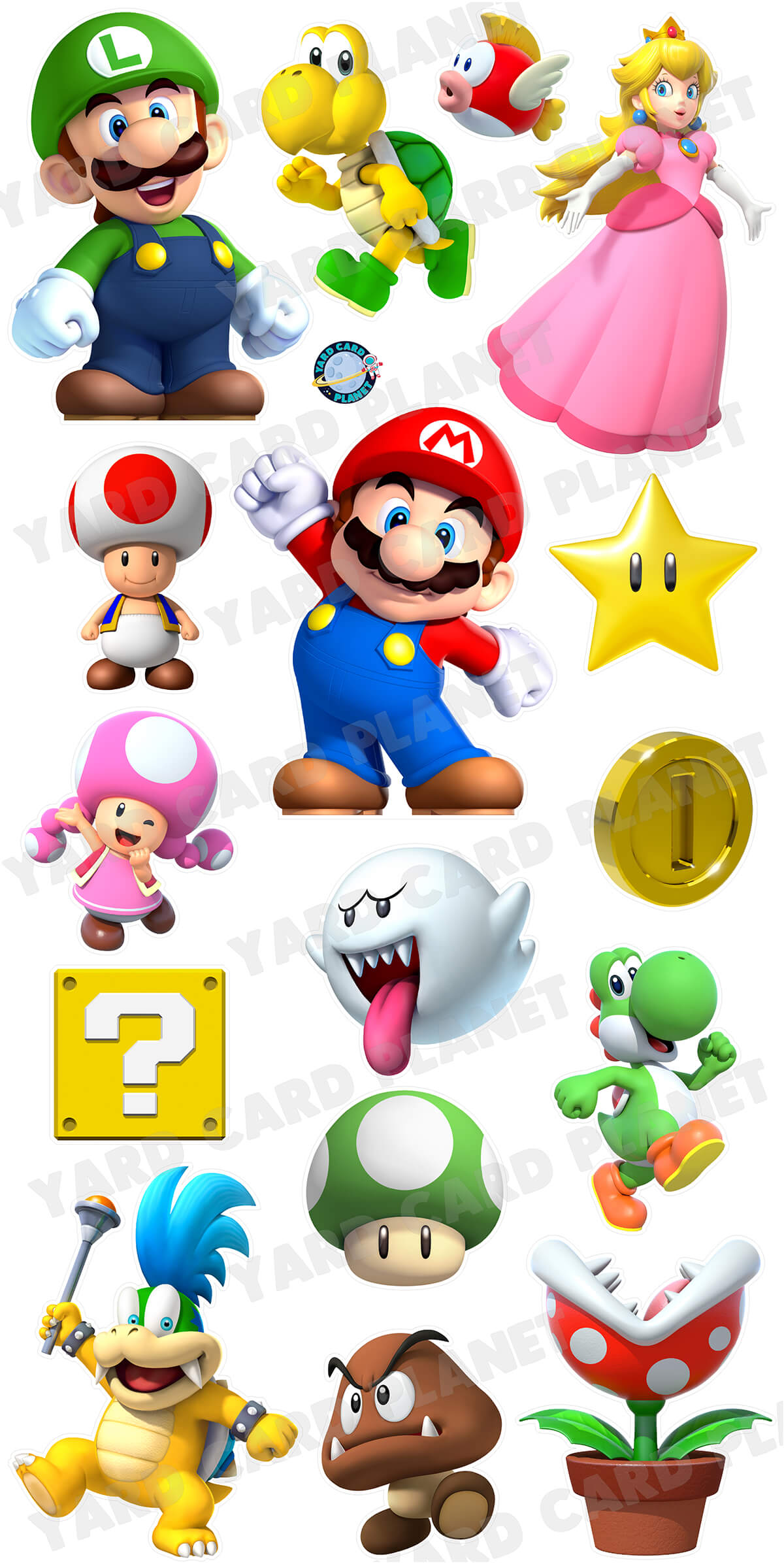 Super Mario Bros Inspired Yard Card Flair Set