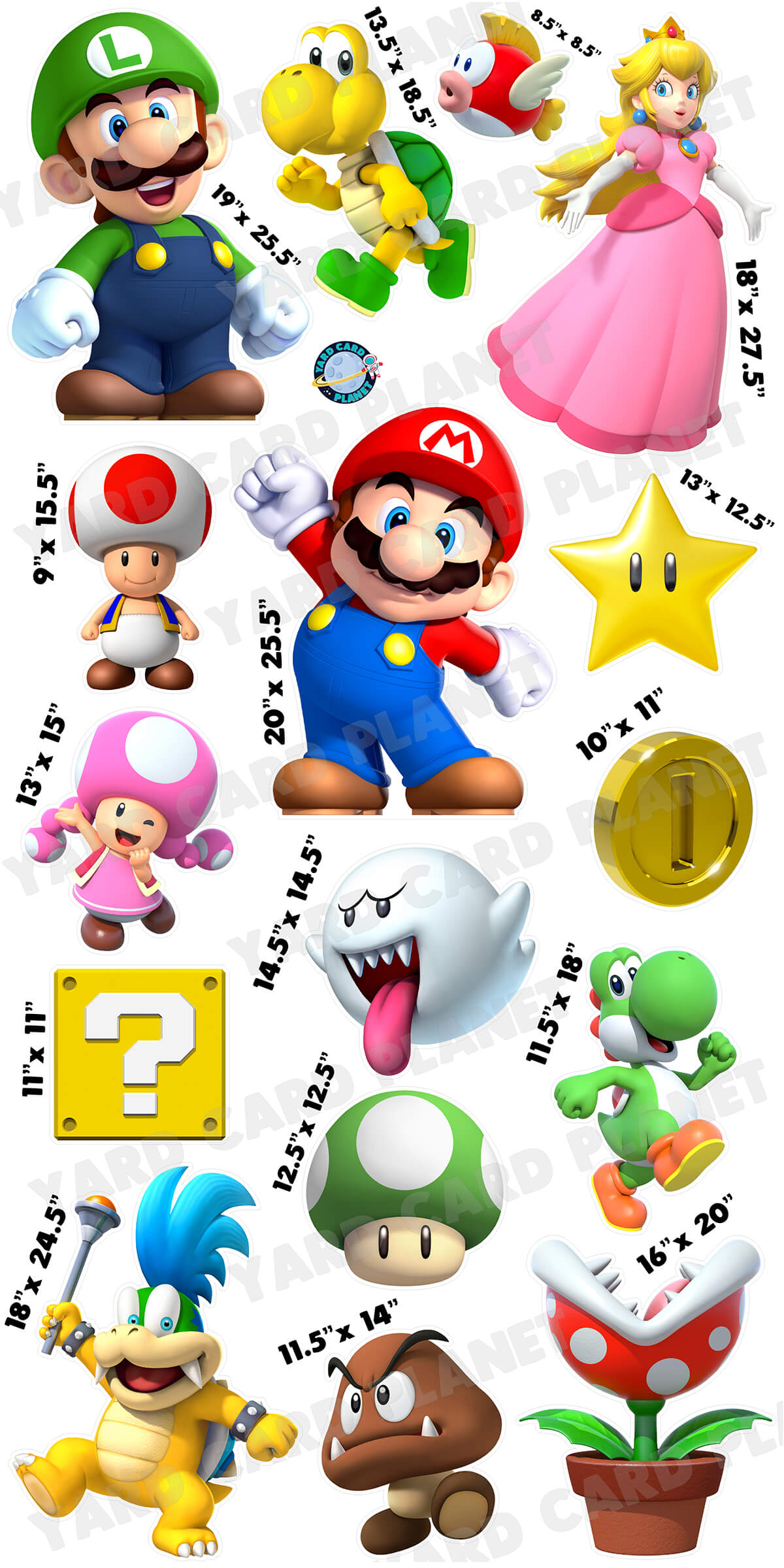 Super Mario Bros Inspired Yard Card Flair Set