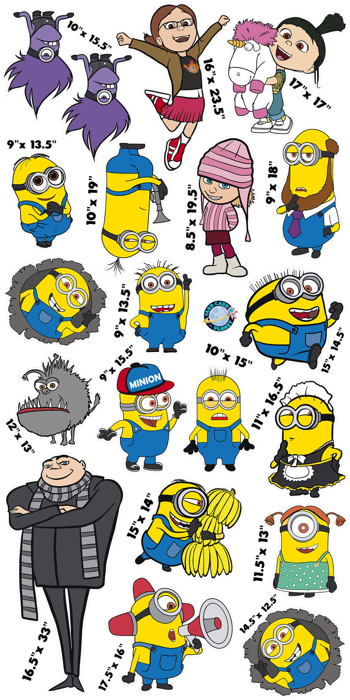 Minions Inspired Yard Card Flair Set