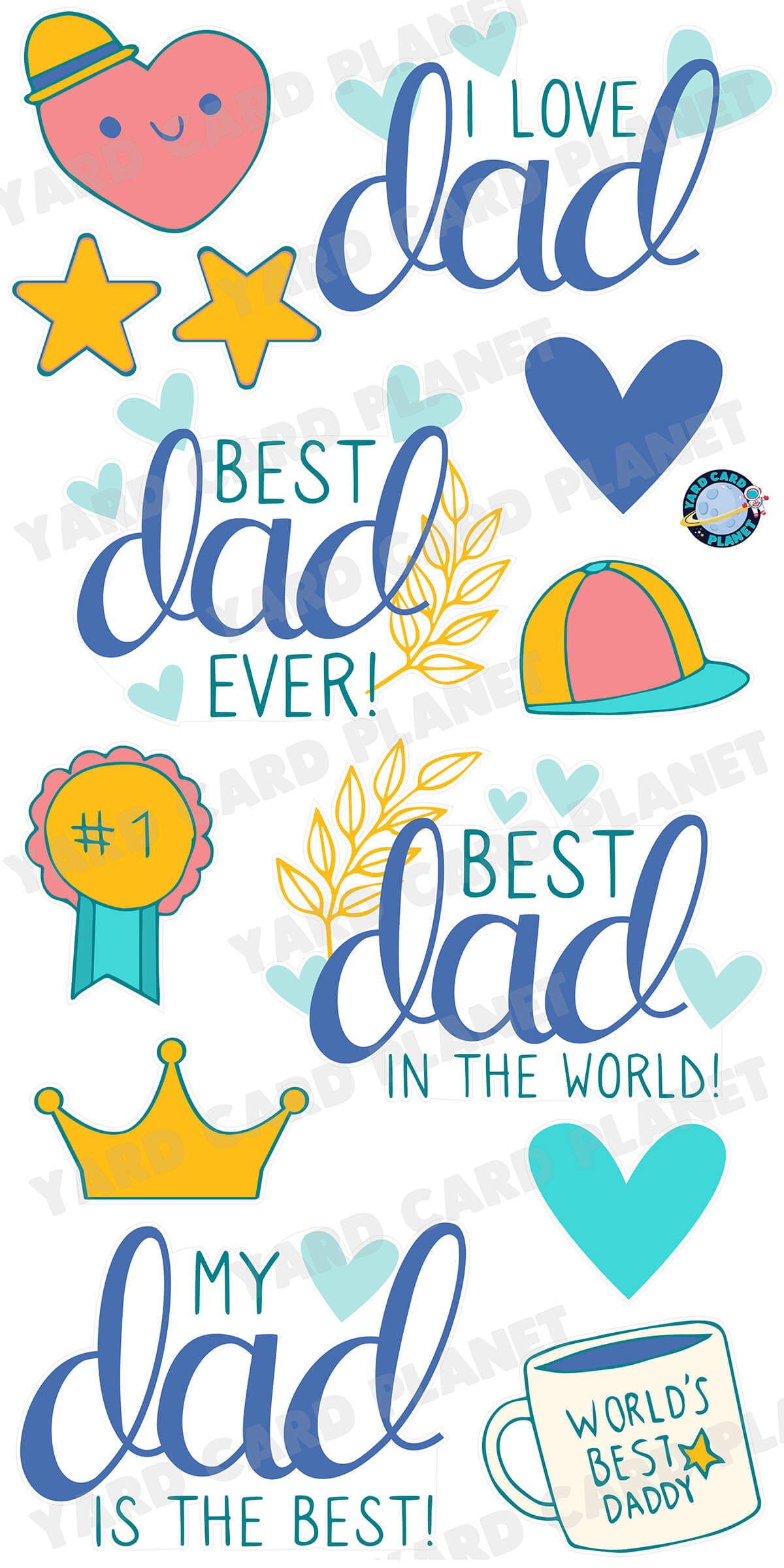 World's Best Dad Father's Day Yard Card Flair Set