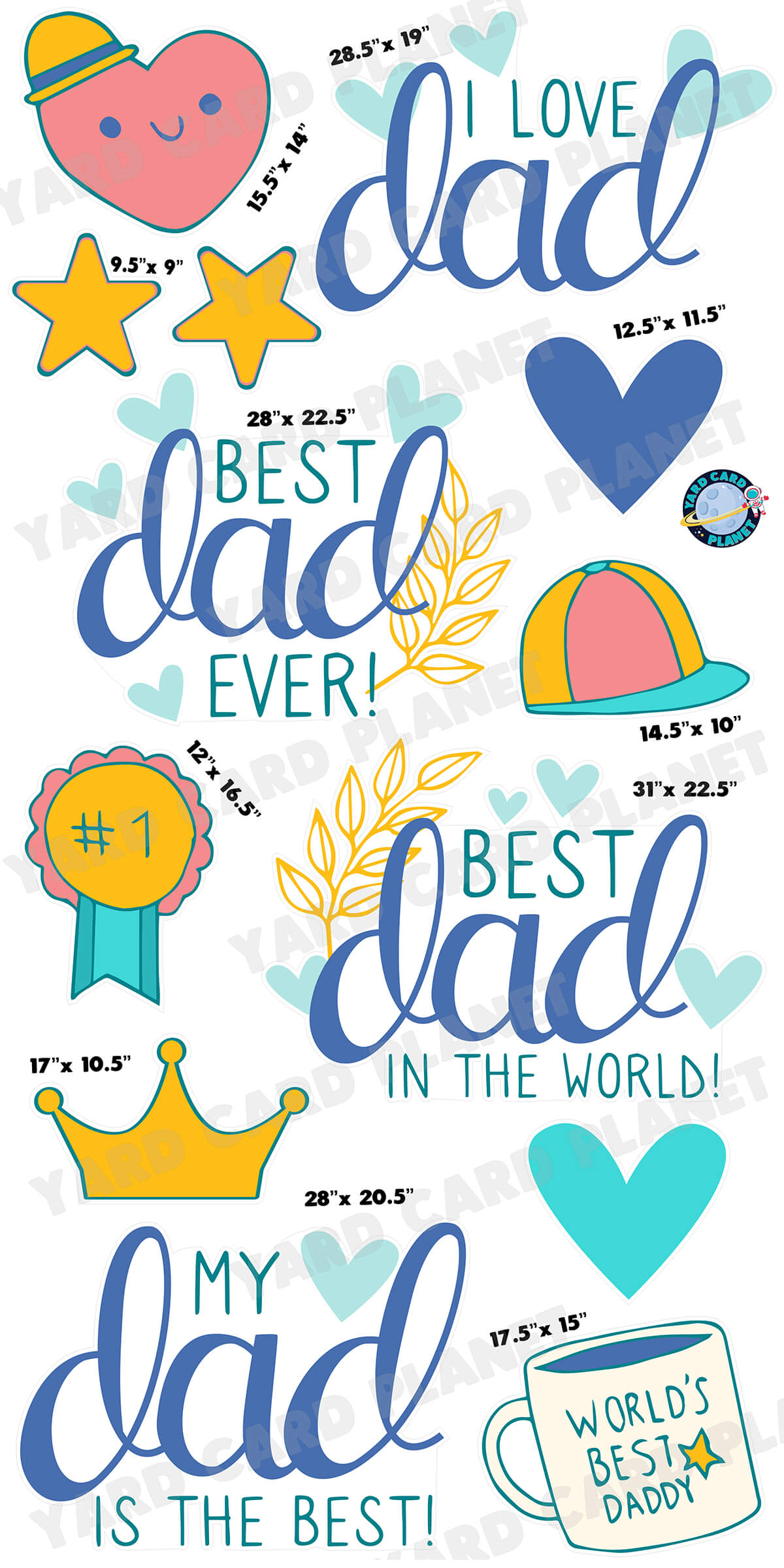 World's Best Dad Father's Day Yard Card Flair Set