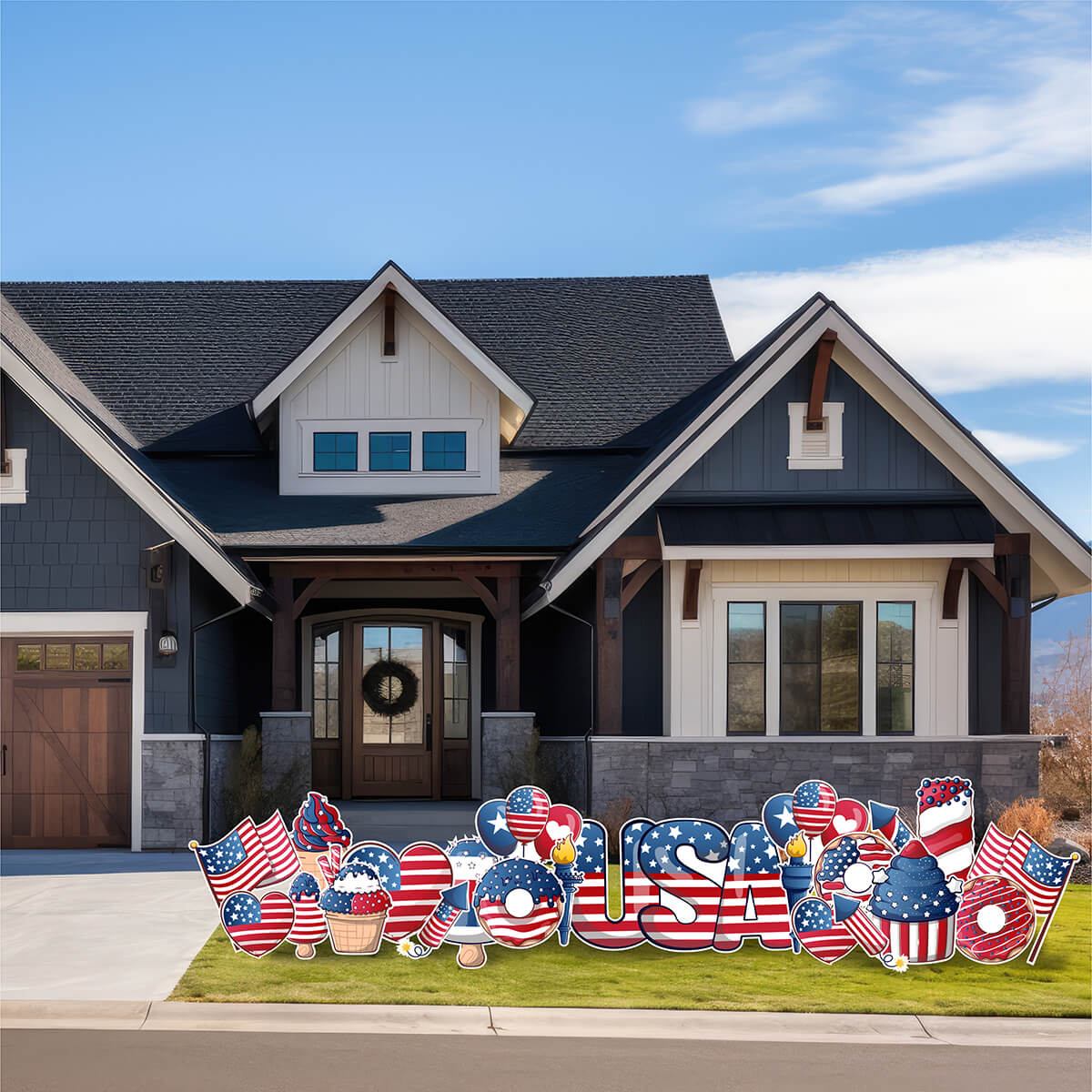 4th of July Independence Day USA Quick Easy Sign and Patriotic Treats Yard Card Flair Set