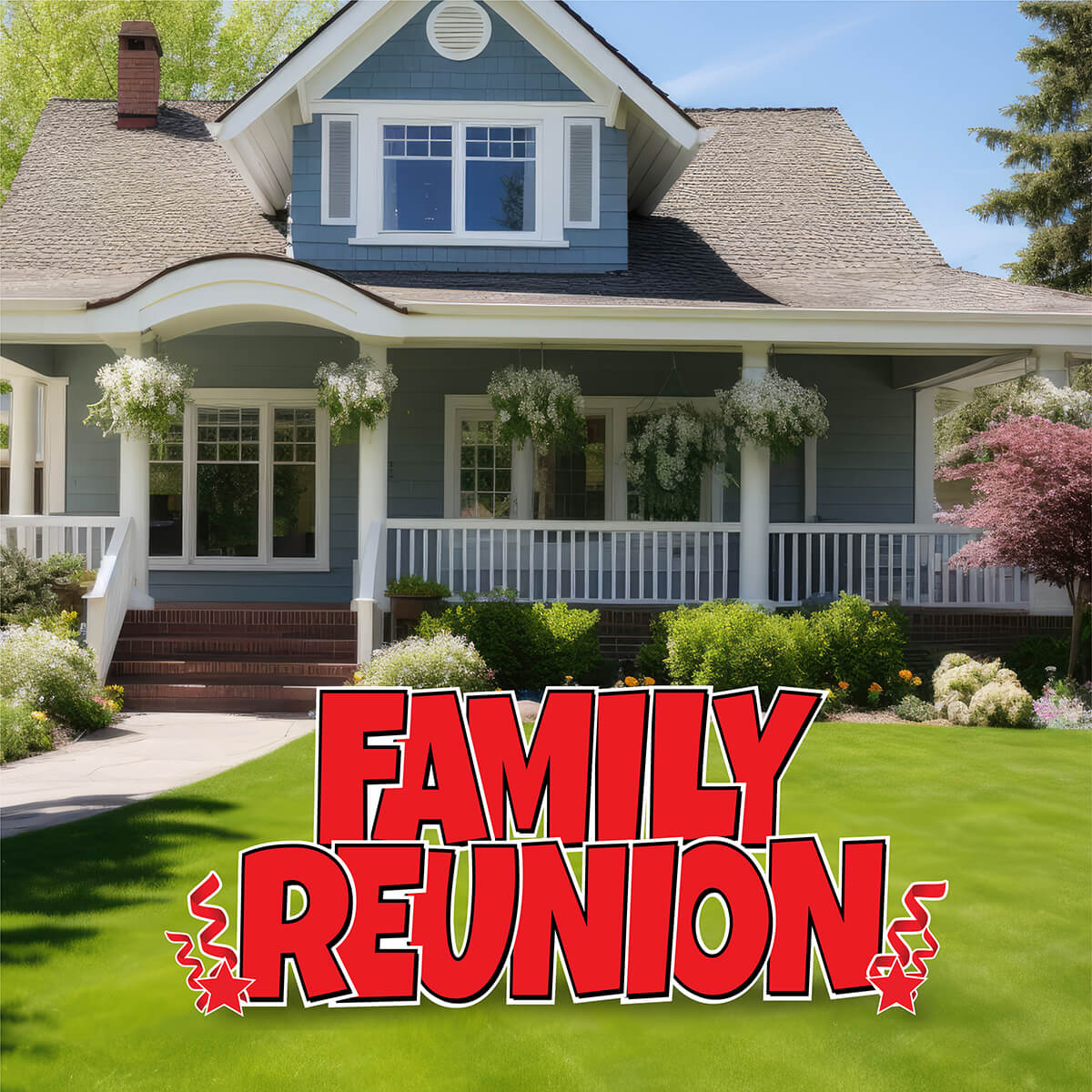 Large 23" Family Reunion Yard Card EZ Quick Sets in Luckiest Guy Font in Solid Colors - (Available in Multiple Colors)