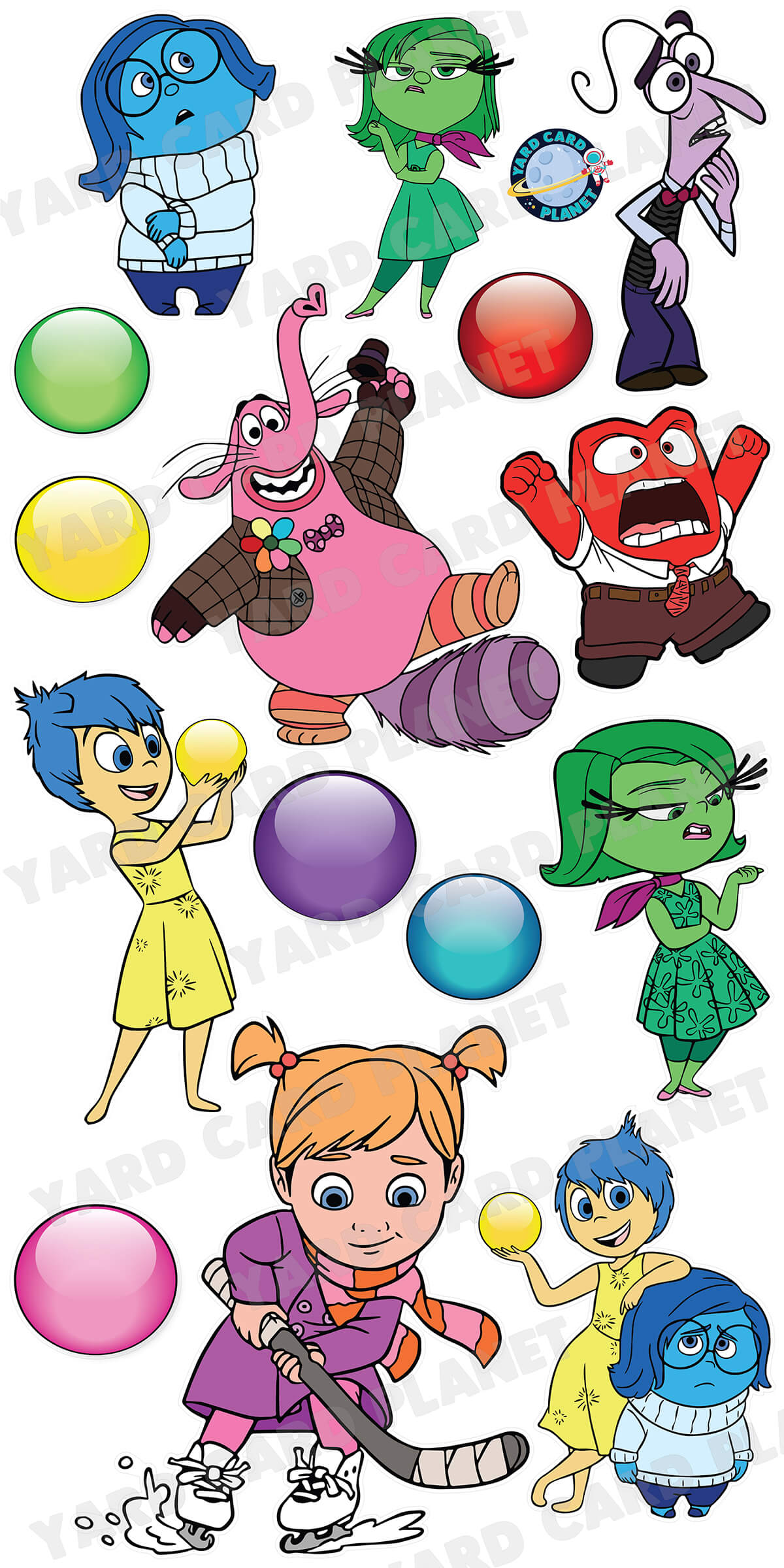 Inside Out Inspired Yard Card Flair Set