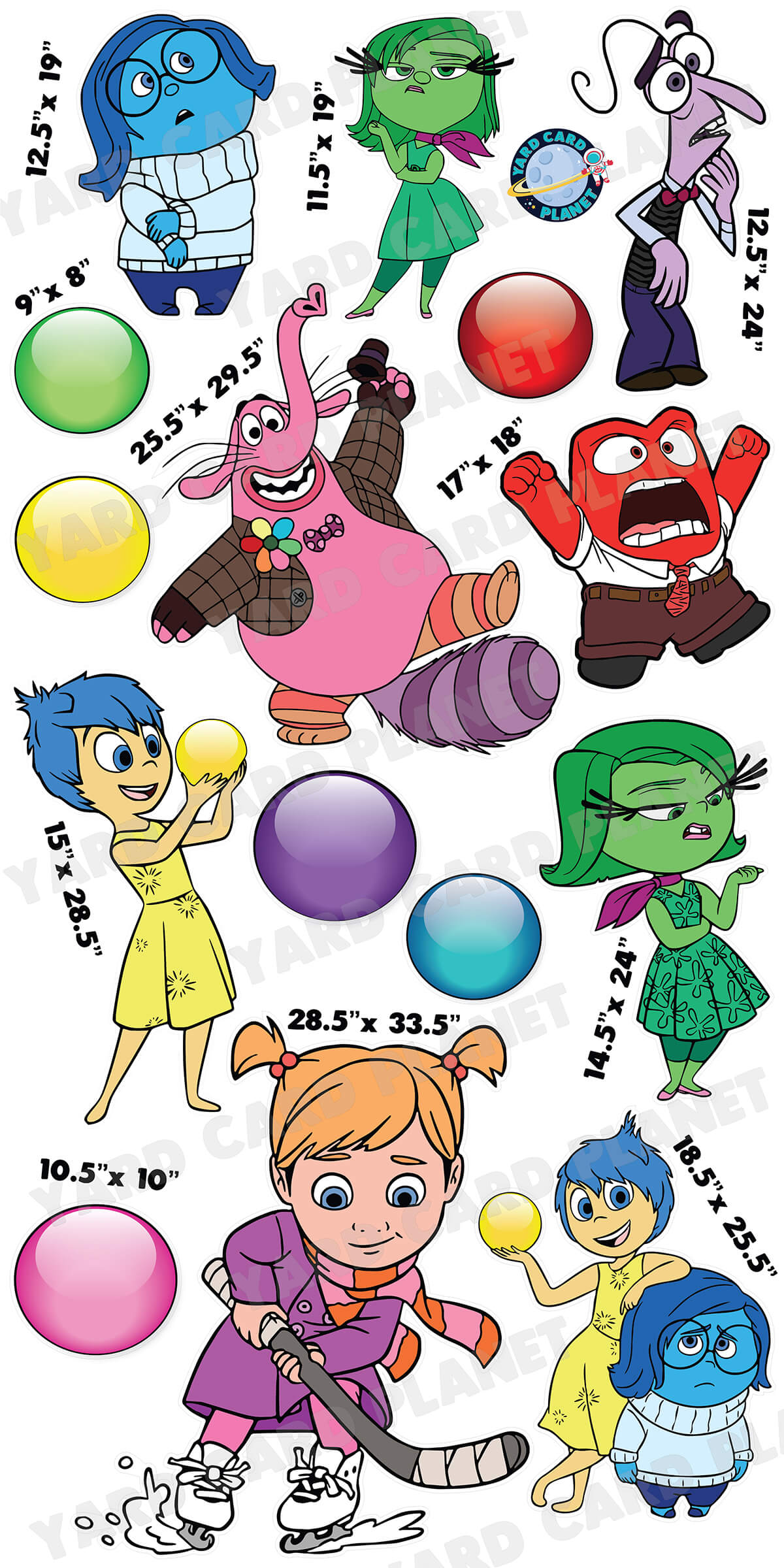 Inside Out Inspired Yard Card Flair Set