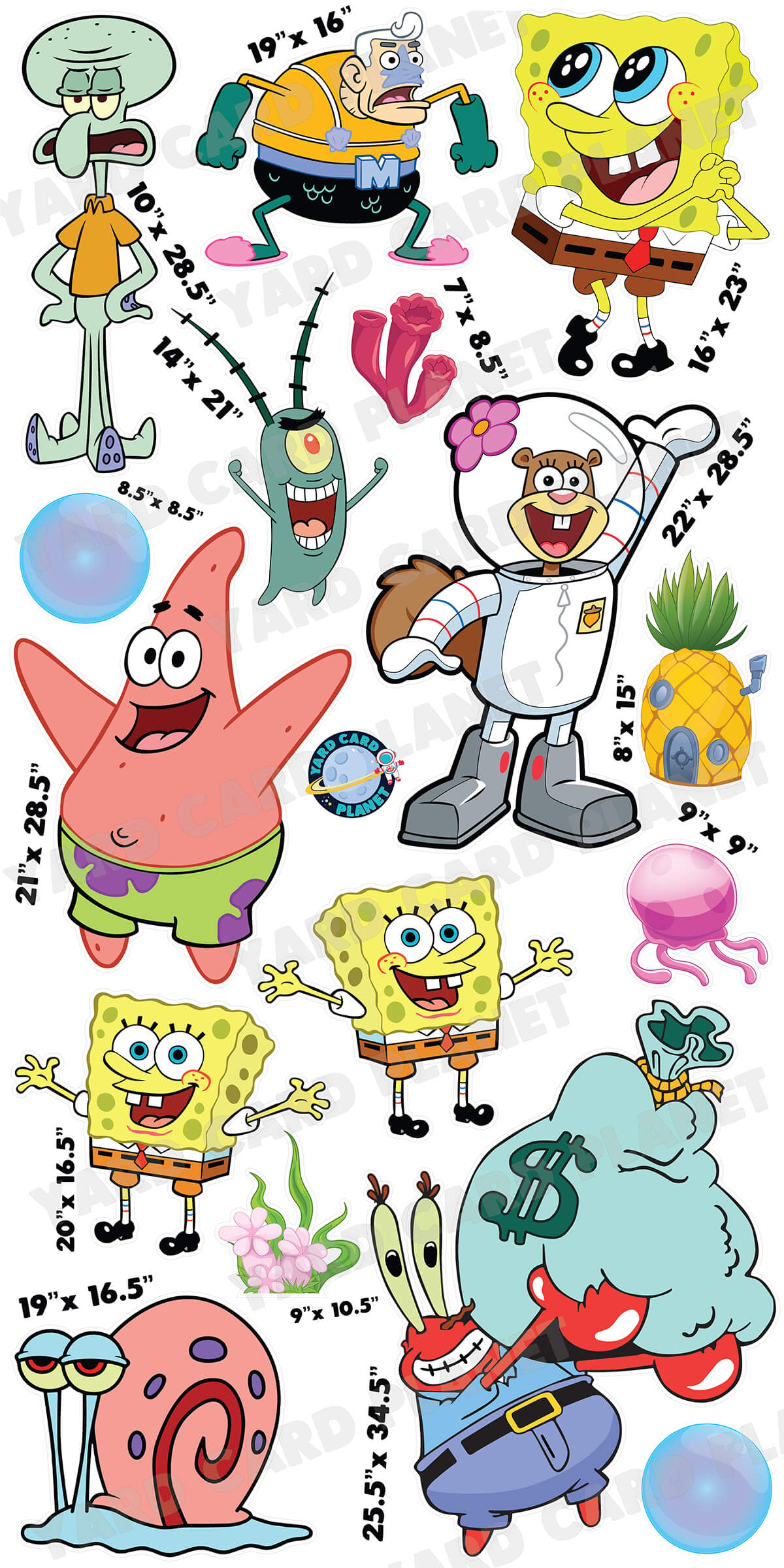 SpongeBob Inspired Yard Card Flair Set