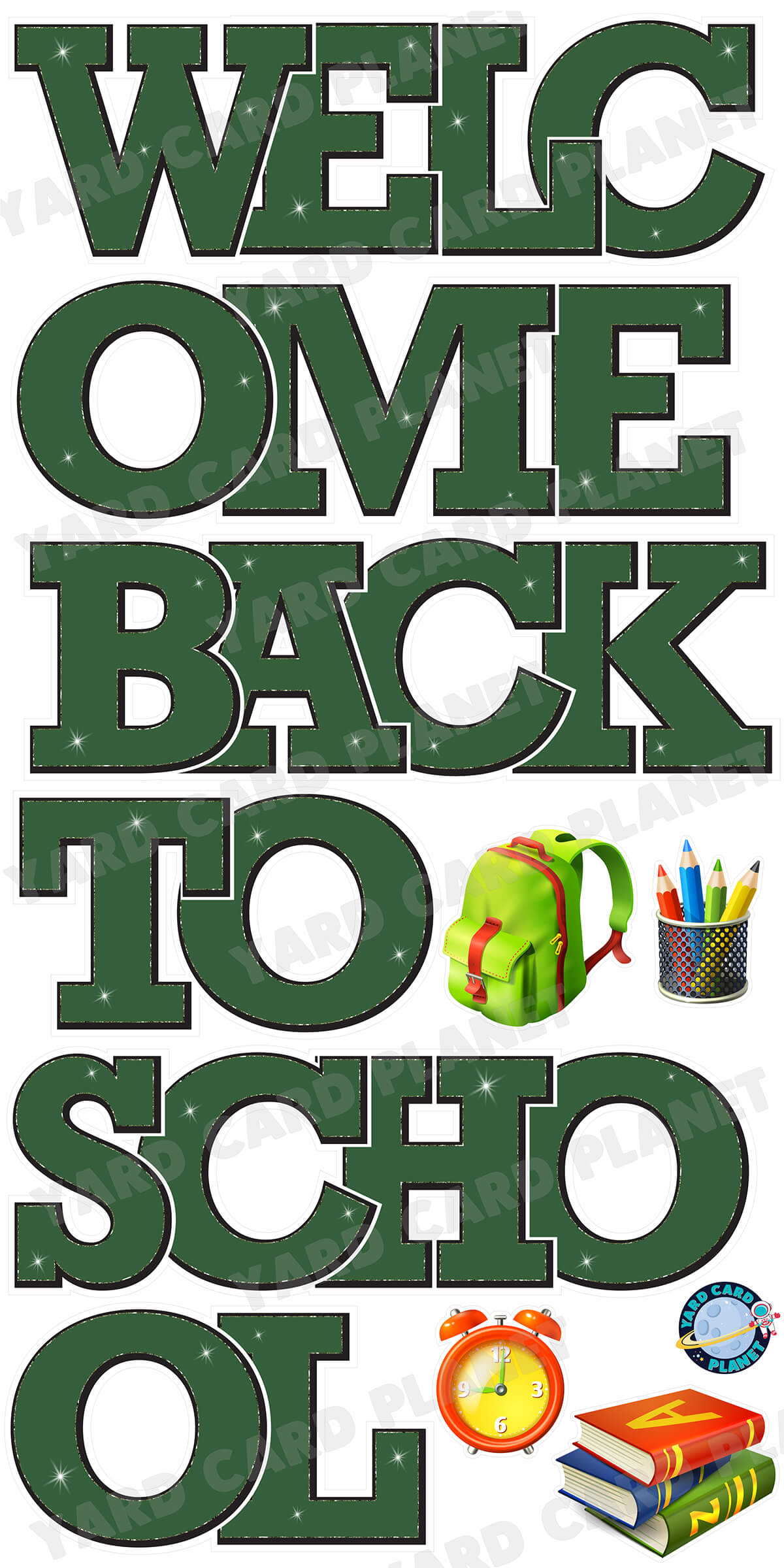 15.5" Welcome Back To School Yard Card EZ Quick Sets in Solid Colors and Yard Card Flair Set - (Available in Multiple Colors)