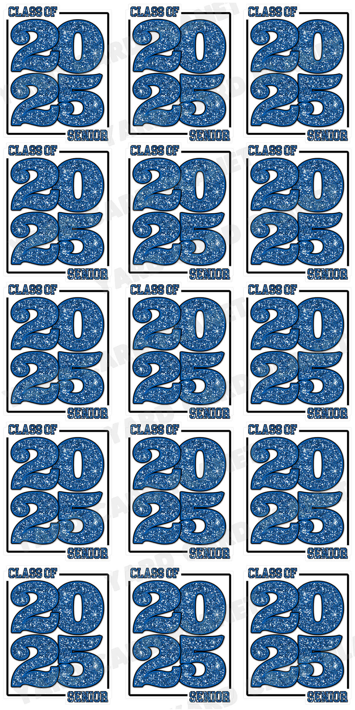 Class of 2025 Senior Yard Card Sign Keepsakes in Glitter Pattern - (Available in Multiple Colors)