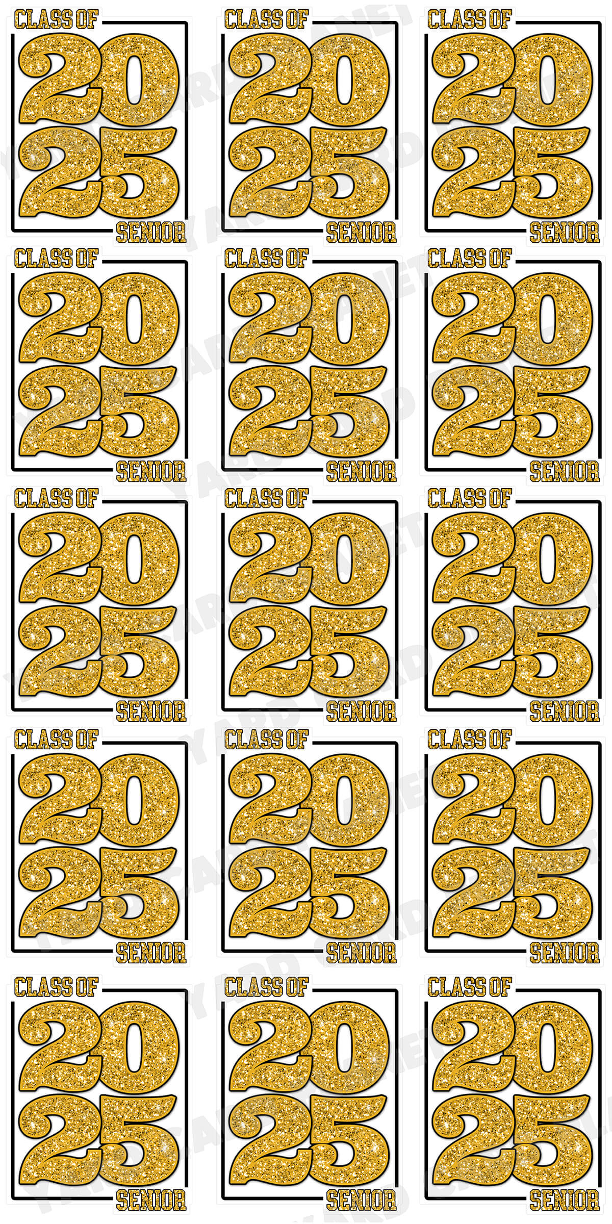 Class of 2025 Senior Yard Card Sign Keepsakes in Glitter Pattern - (Available in Multiple Colors)