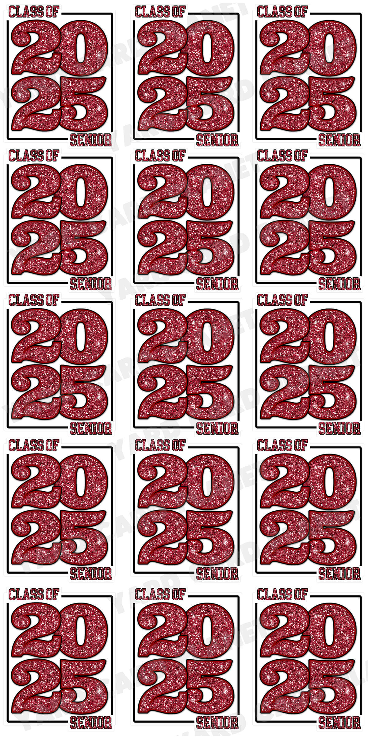 Class of 2025 Senior Yard Card Sign Keepsakes in Glitter Pattern - (Available in Multiple Colors)