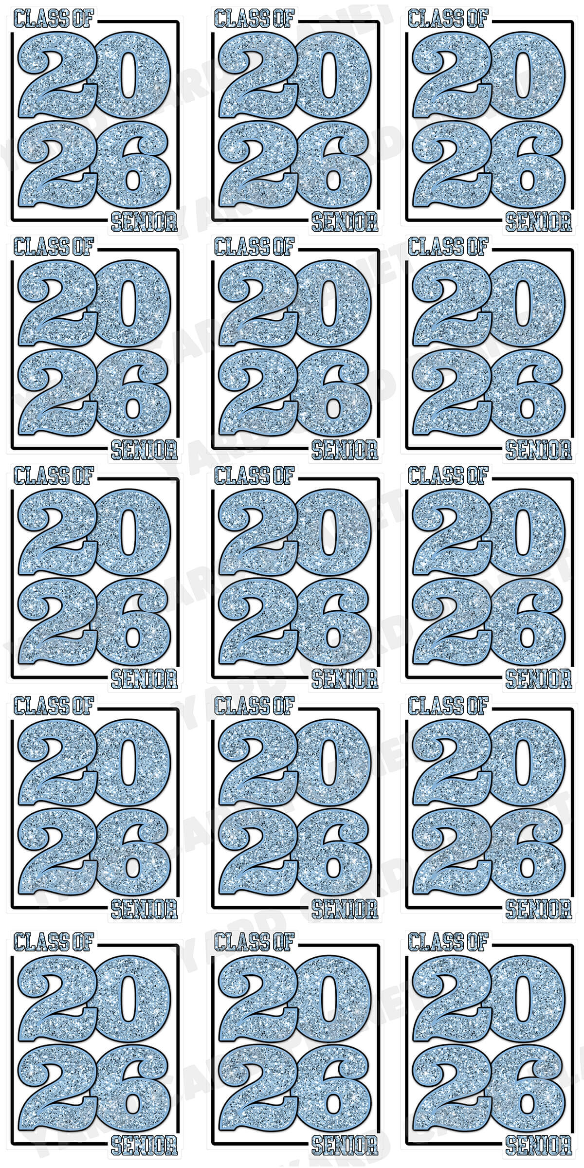 Class of 2026 Senior Yard Card Sign Keepsakes in Glitter Pattern - (Available in Multiple Colors)