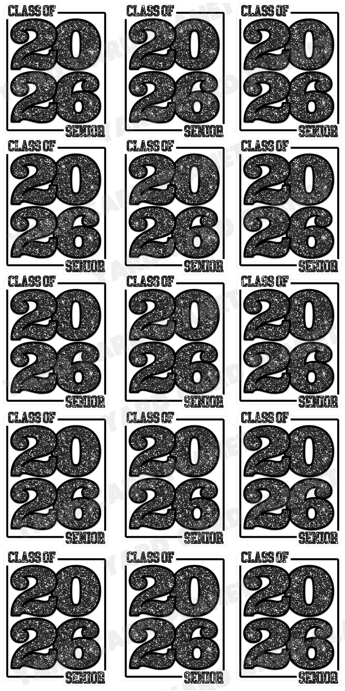 Class of 2026 Senior Yard Card Sign Keepsakes in Glitter Pattern - (Available in Multiple Colors)