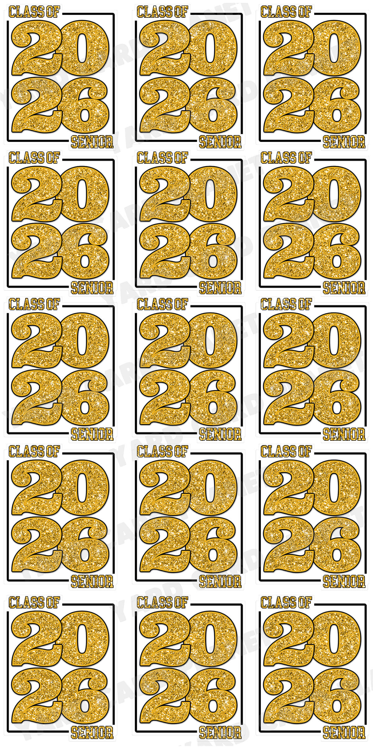 Class of 2026 Senior Yard Card Sign Keepsakes in Glitter Pattern - (Available in Multiple Colors)
