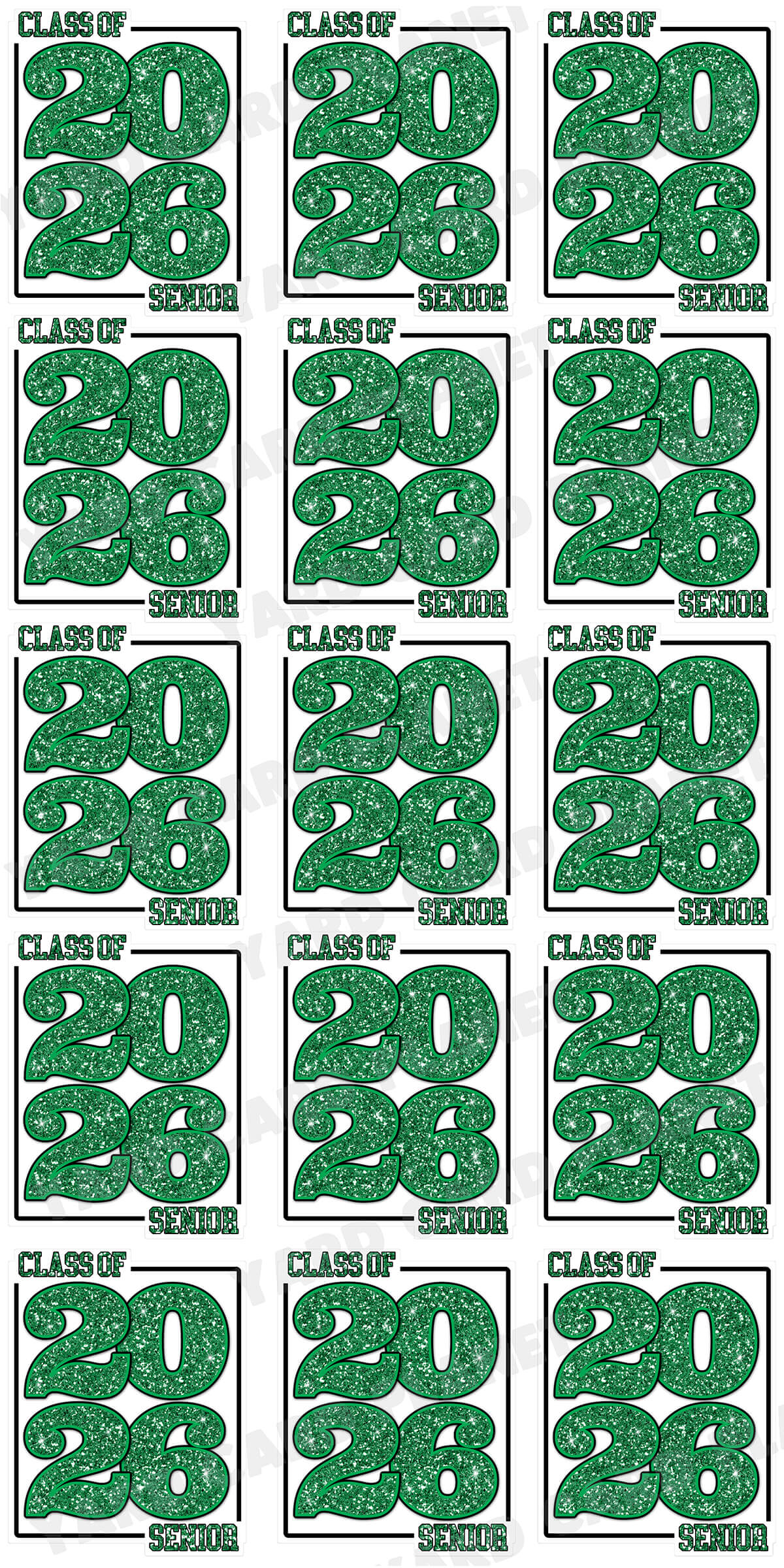 Class of 2026 Senior Yard Card Sign Keepsakes in Glitter Pattern - (Available in Multiple Colors)