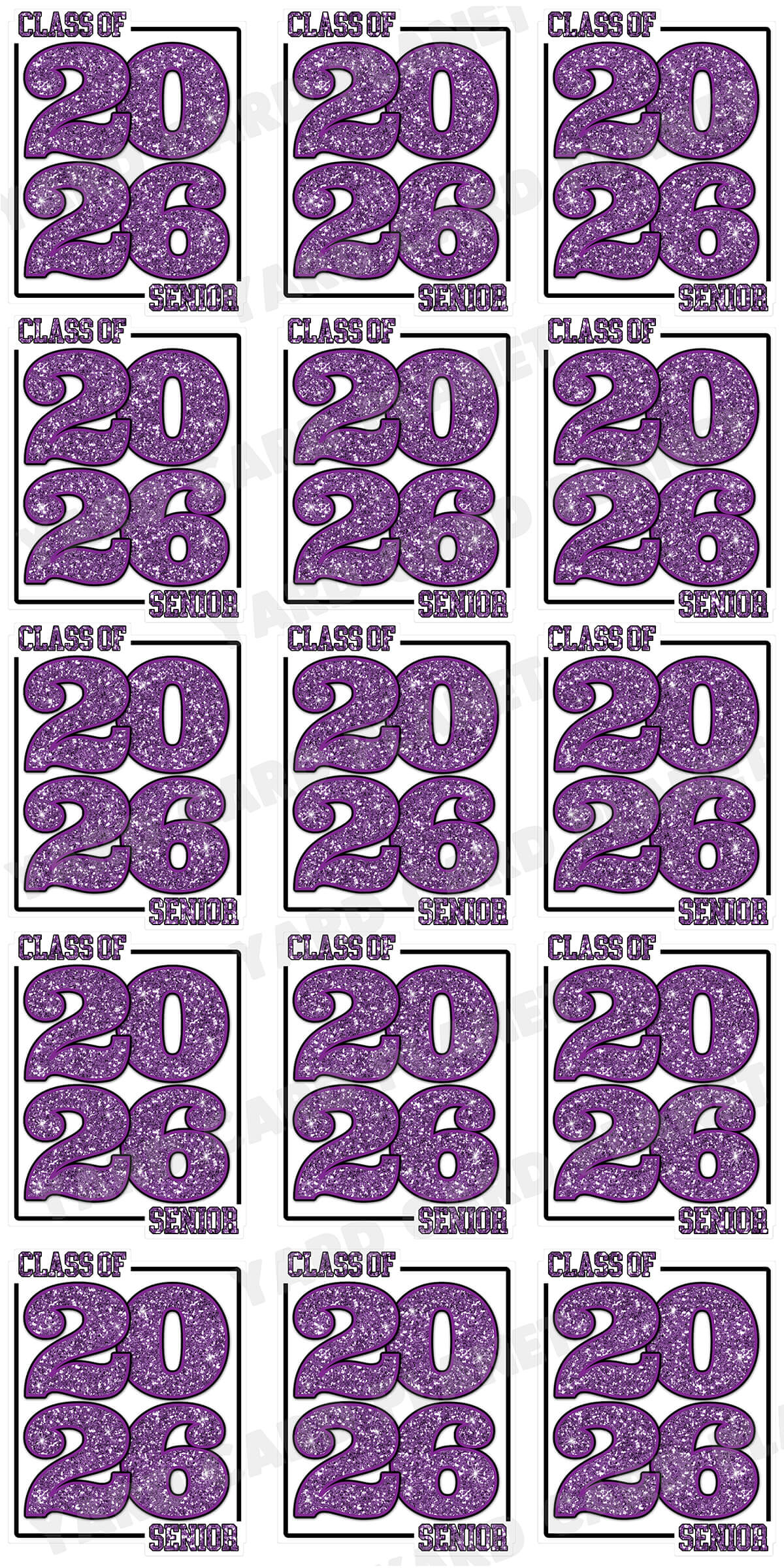 Class of 2026 Senior Yard Card Sign Keepsakes in Glitter Pattern - (Available in Multiple Colors)