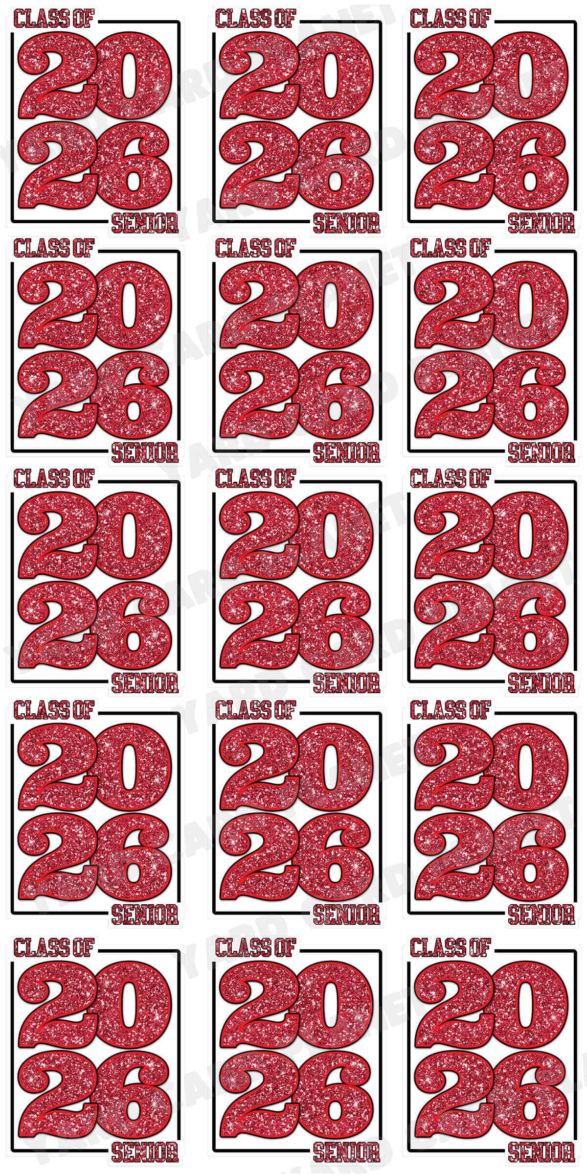 Class of 2026 Senior Yard Card Sign Keepsakes in Glitter Pattern - (Available in Multiple Colors)