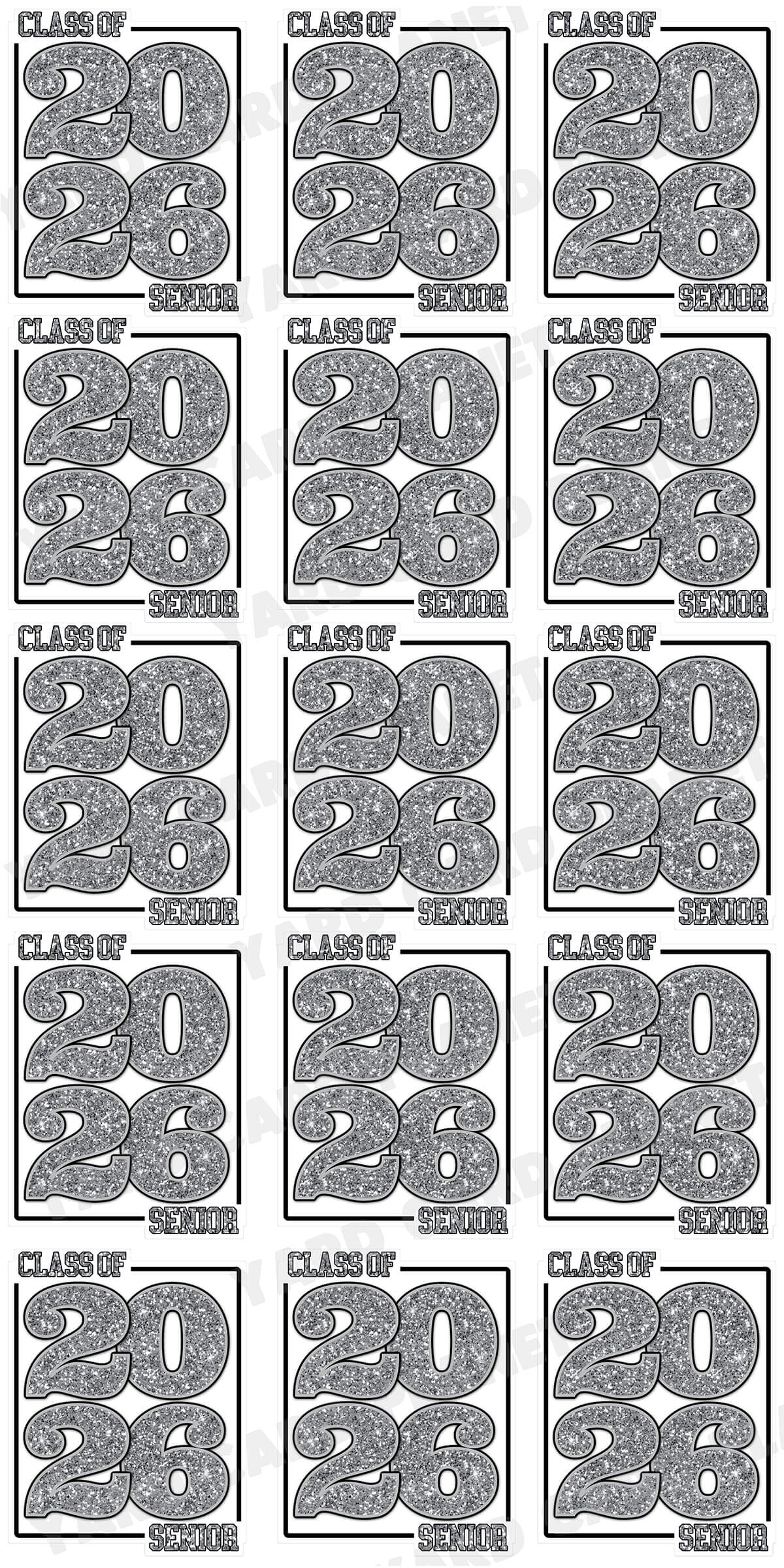 Class of 2026 Senior Yard Card Sign Keepsakes in Glitter Pattern - (Available in Multiple Colors)