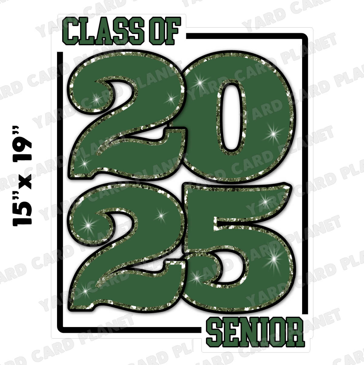 Class of 2025 Senior Yard Card Sign Keepsakes in Solid Colors with Glitter Accent - (Available in Multiple Colors)