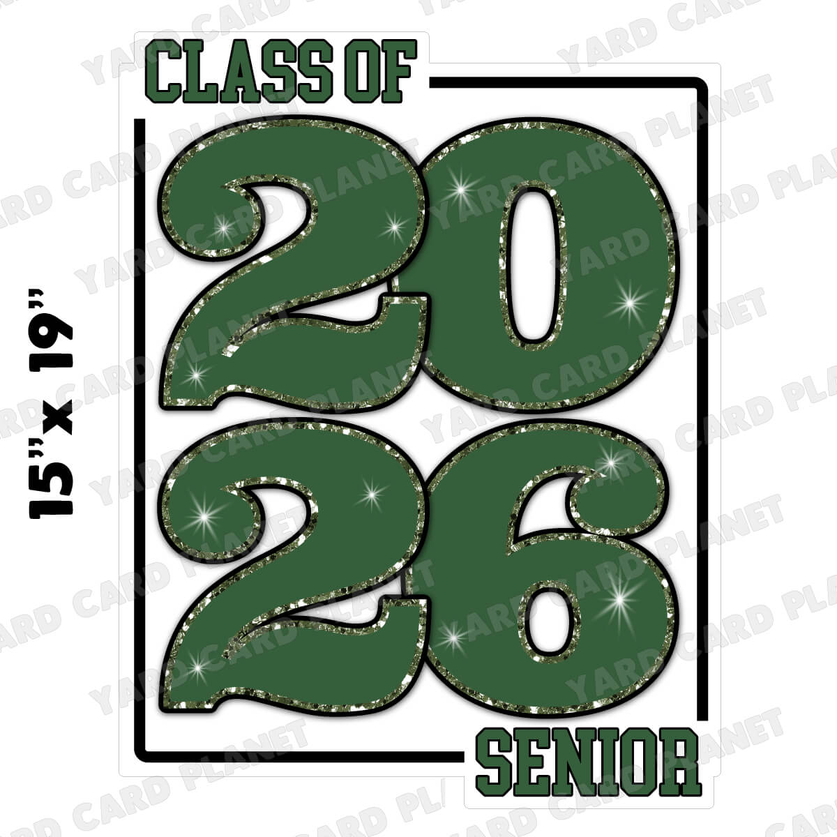 Class of 2026 Senior Yard Card Sign Keepsakes in Solid Colors with Glitter Accent - (Available in Multiple Colors)