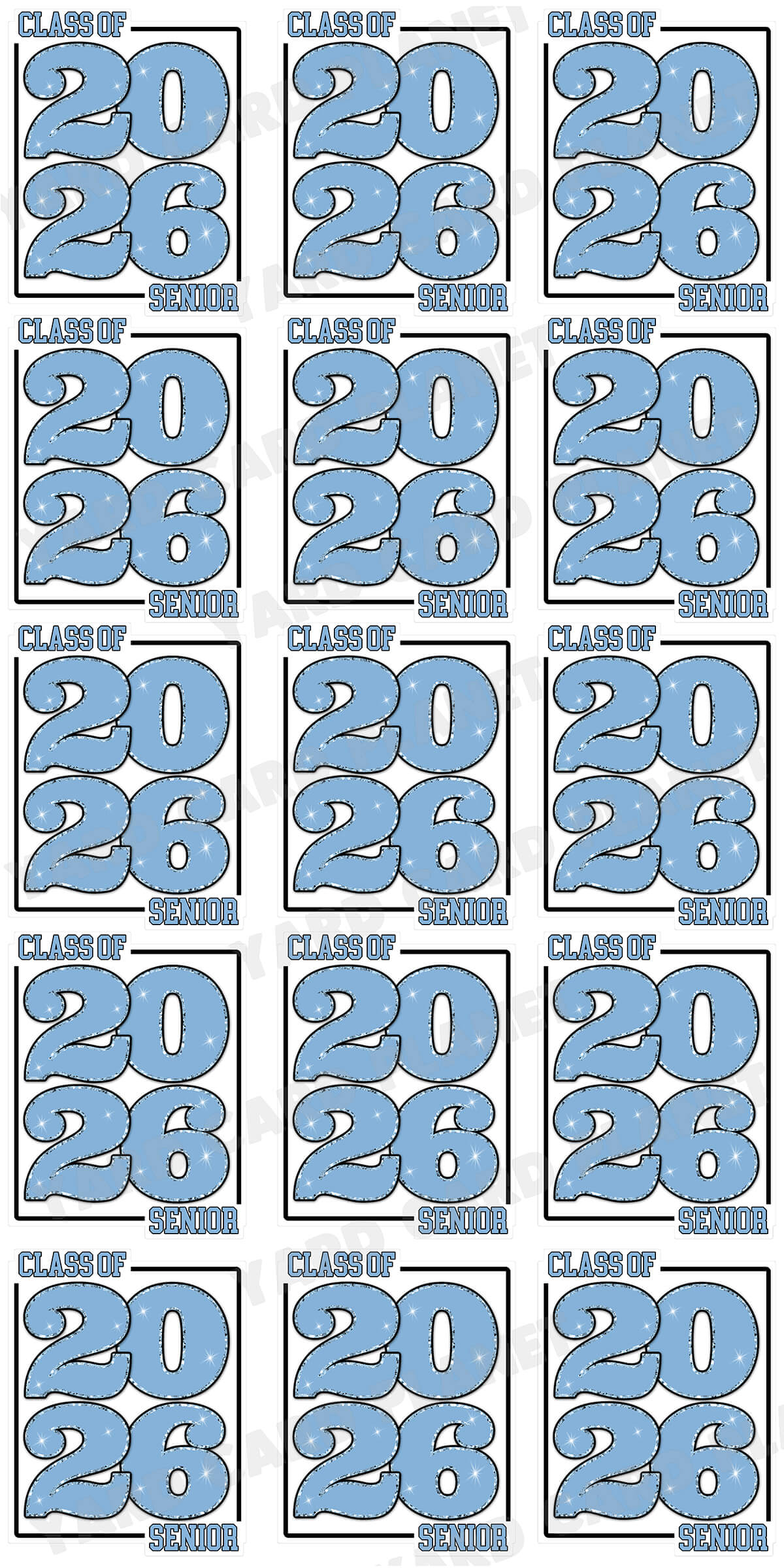 Class of 2026 Senior Yard Card Sign Keepsakes in Solid Colors with Glitter Accent - (Available in Multiple Colors)