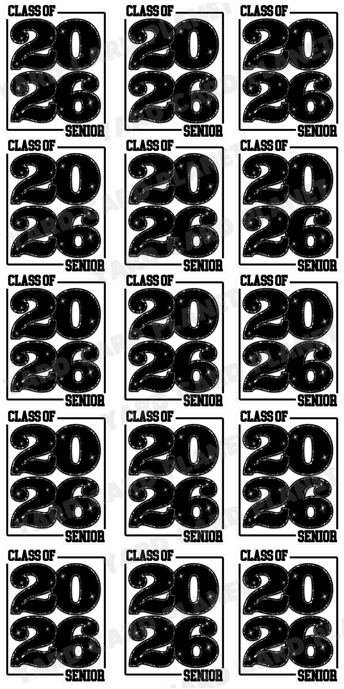 Class of 2026 Senior Yard Card Sign Keepsakes in Solid Colors with Glitter Accent - (Available in Multiple Colors)