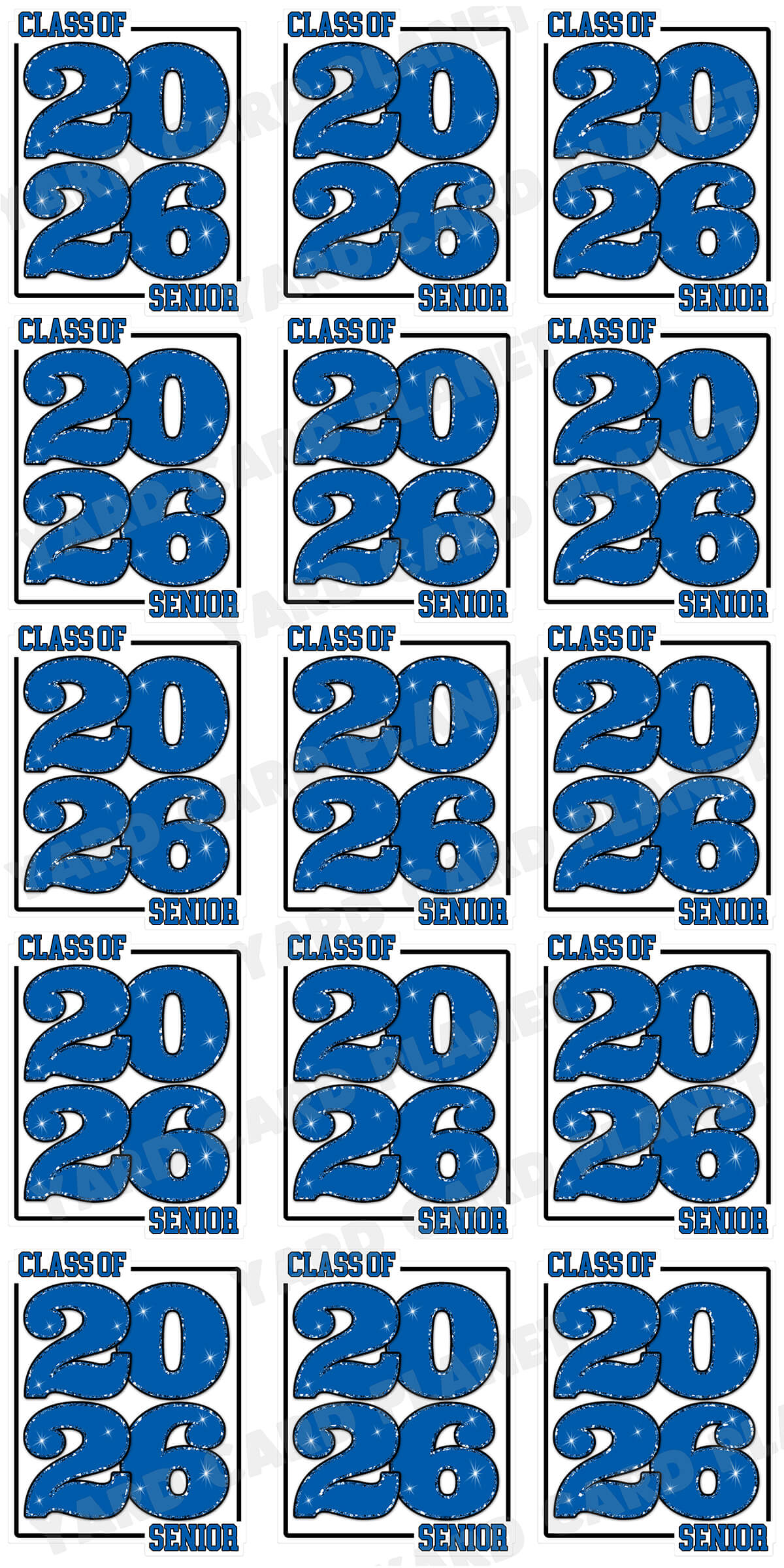 Class of 2026 Senior Yard Card Sign Keepsakes in Solid Colors with Glitter Accent - (Available in Multiple Colors)
