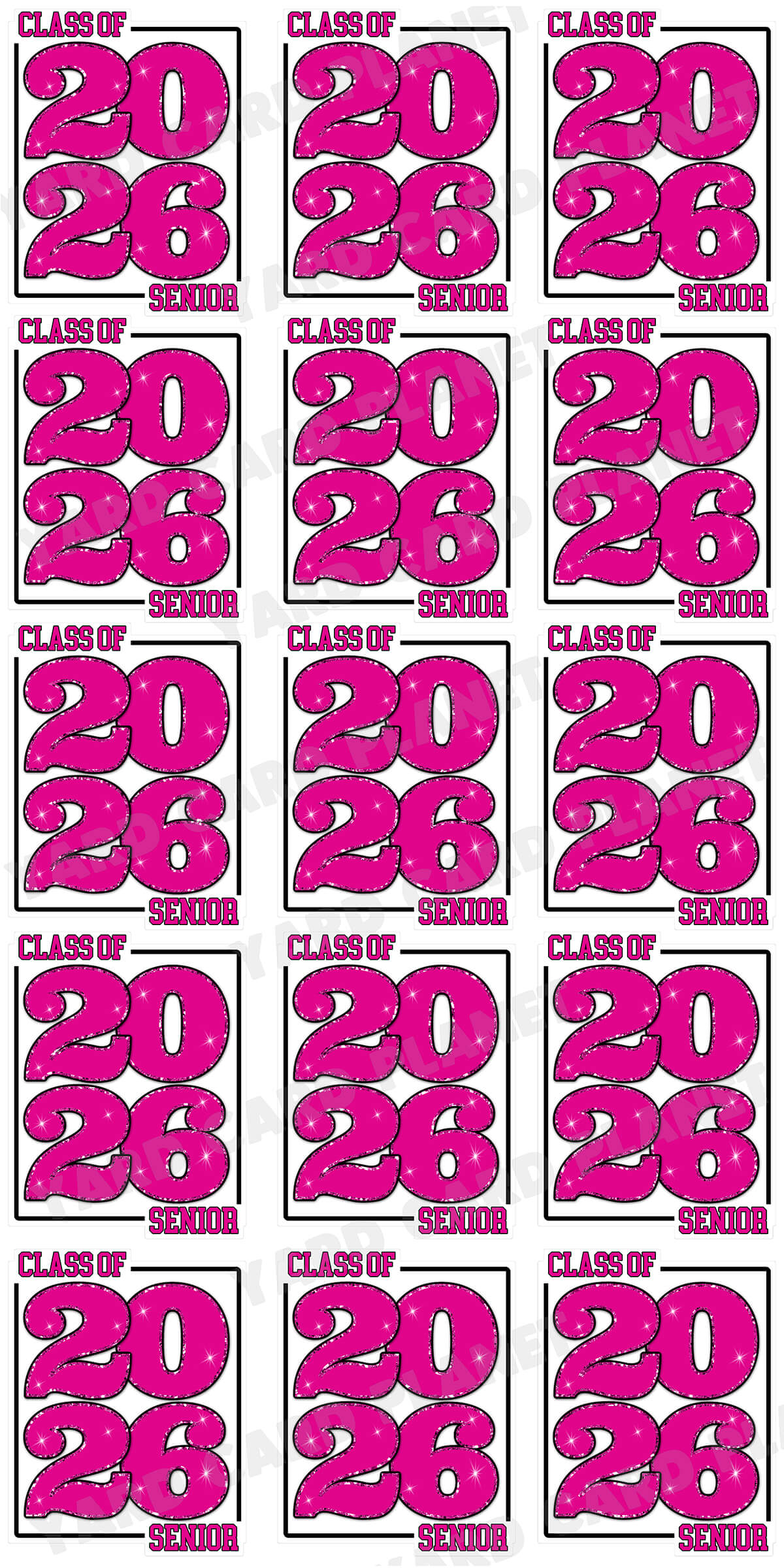 Class of 2026 Senior Yard Card Sign Keepsakes in Solid Colors with Glitter Accent - (Available in Multiple Colors)