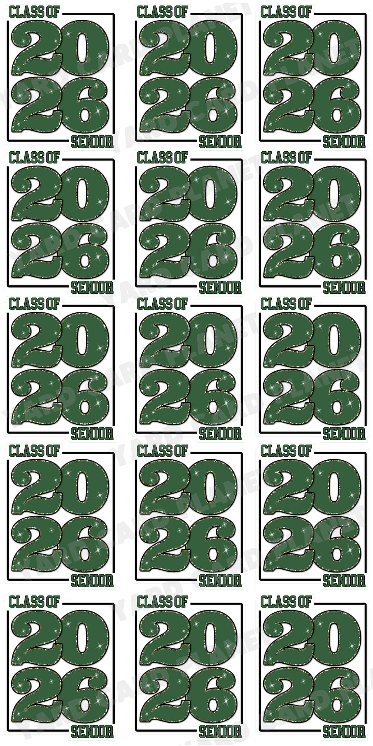 Class of 2026 Senior Yard Card Sign Keepsakes in Solid Colors with Glitter Accent - (Available in Multiple Colors)