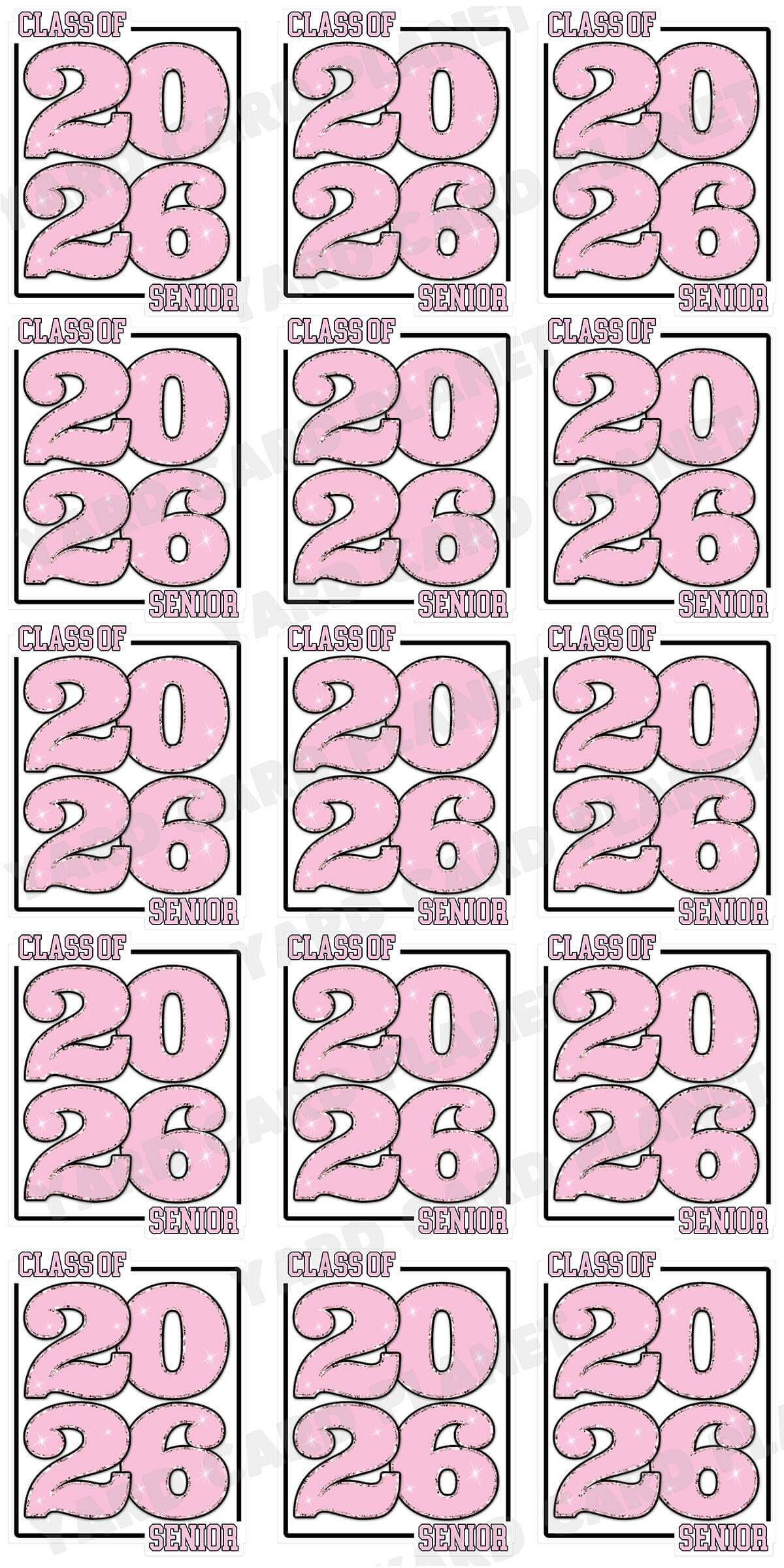 Class of 2026 Senior Yard Card Sign Keepsakes in Solid Colors with Glitter Accent - (Available in Multiple Colors)