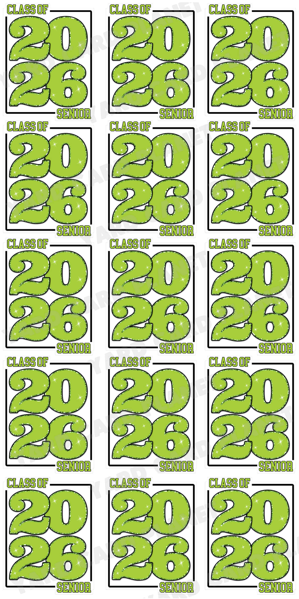 Class of 2026 Senior Yard Card Sign Keepsakes in Solid Colors with Glitter Accent - (Available in Multiple Colors)
