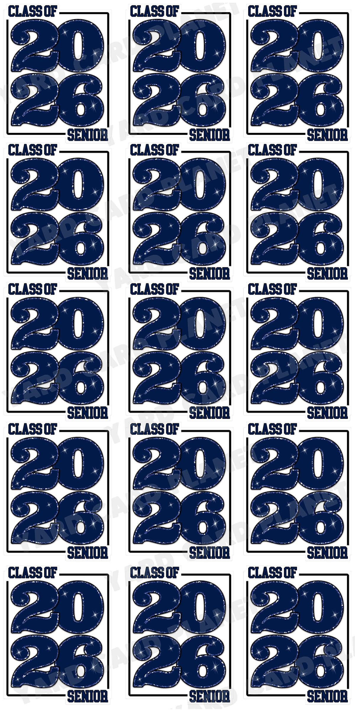 Class of 2026 Senior Yard Card Sign Keepsakes in Solid Colors with Glitter Accent - (Available in Multiple Colors)