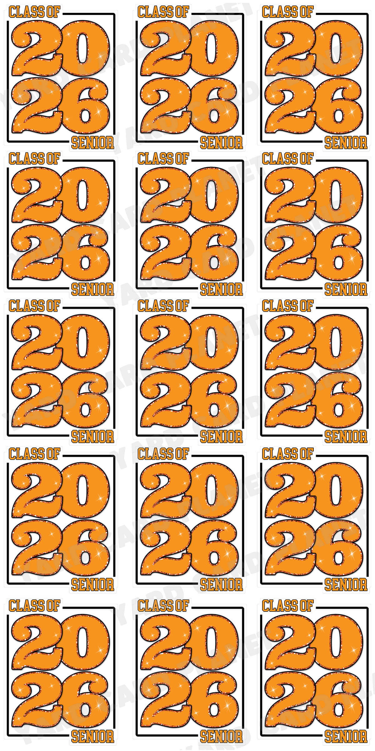 Class of 2026 Senior Yard Card Sign Keepsakes in Solid Colors with Glitter Accent - (Available in Multiple Colors)