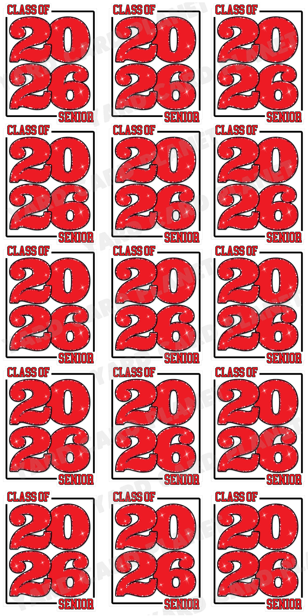Class of 2026 Senior Yard Card Sign Keepsakes in Solid Colors with Glitter Accent - (Available in Multiple Colors)