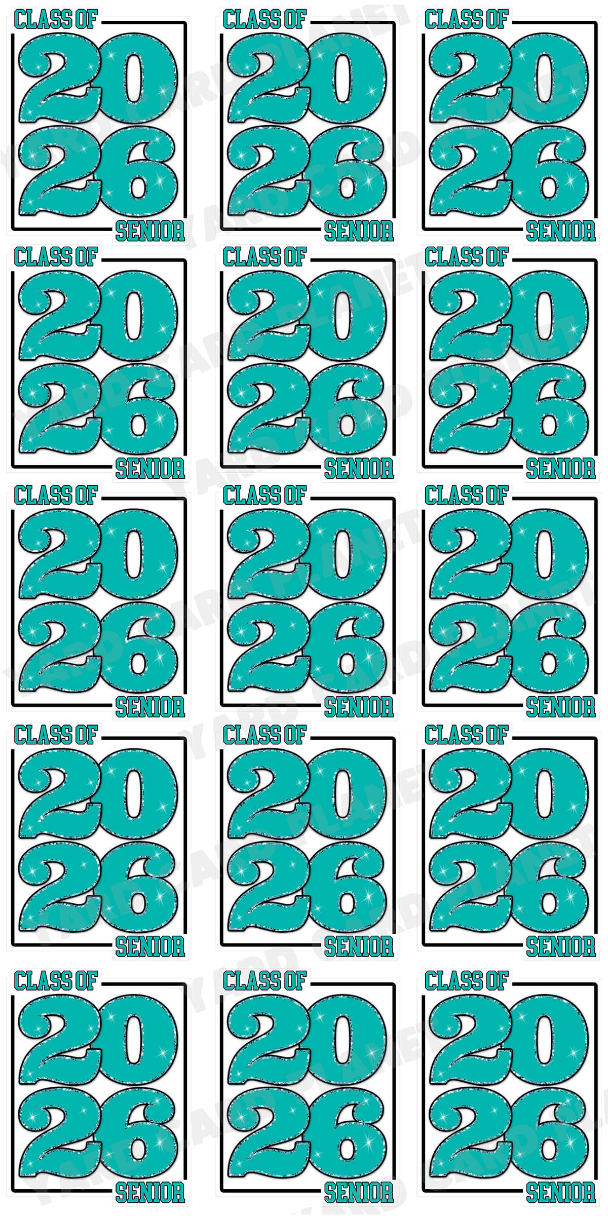 Class of 2026 Senior Yard Card Sign Keepsakes in Solid Colors with Glitter Accent - (Available in Multiple Colors)