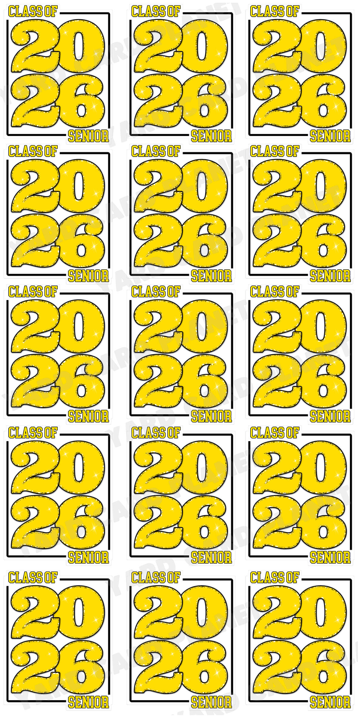 Class of 2026 Senior Yard Card Sign Keepsakes in Solid Colors with Glitter Accent - (Available in Multiple Colors)