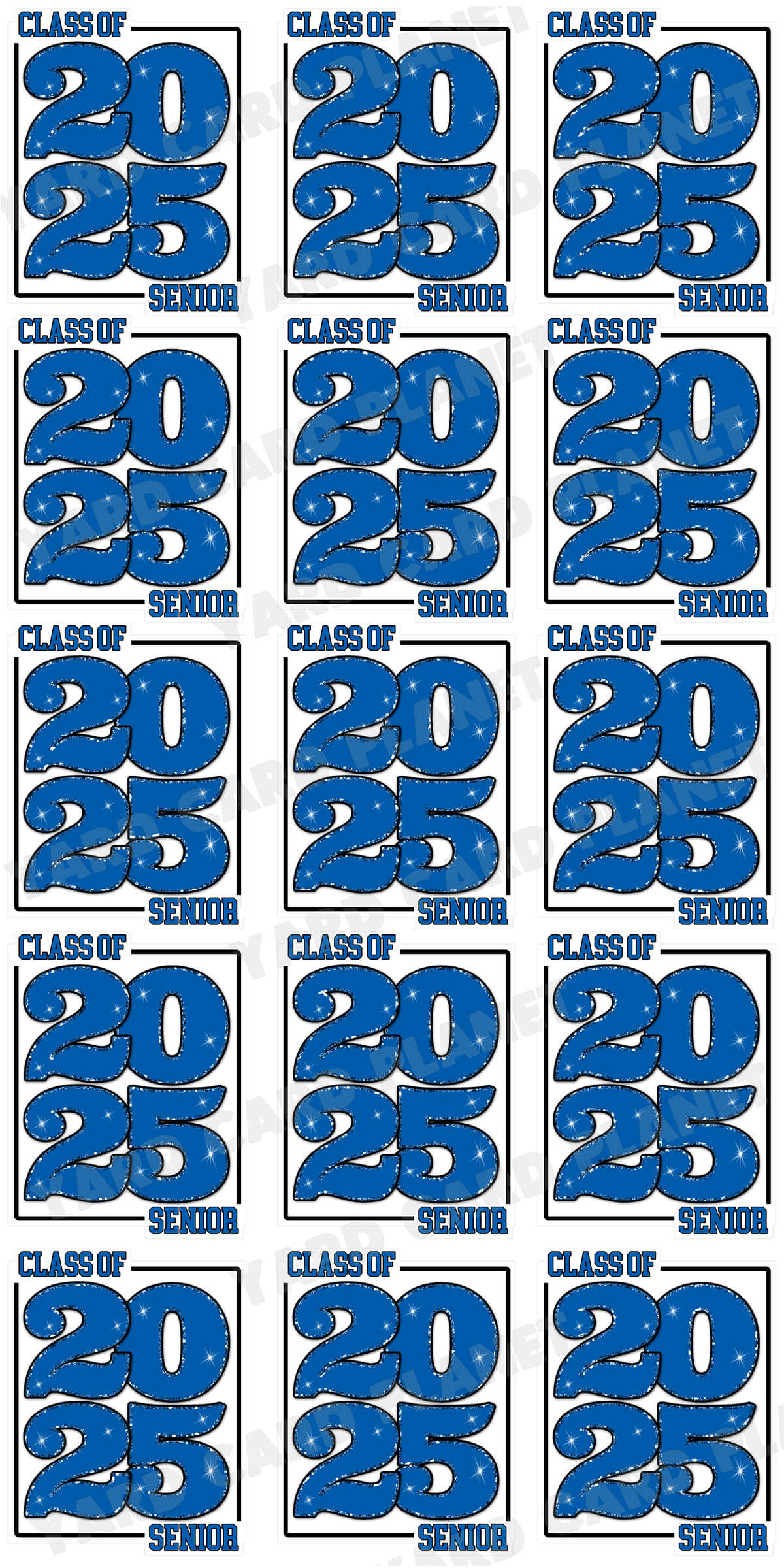 Class of 2025 Senior Yard Card Sign Keepsakes in Solid Colors with Glitter Accent - (Available in Multiple Colors)