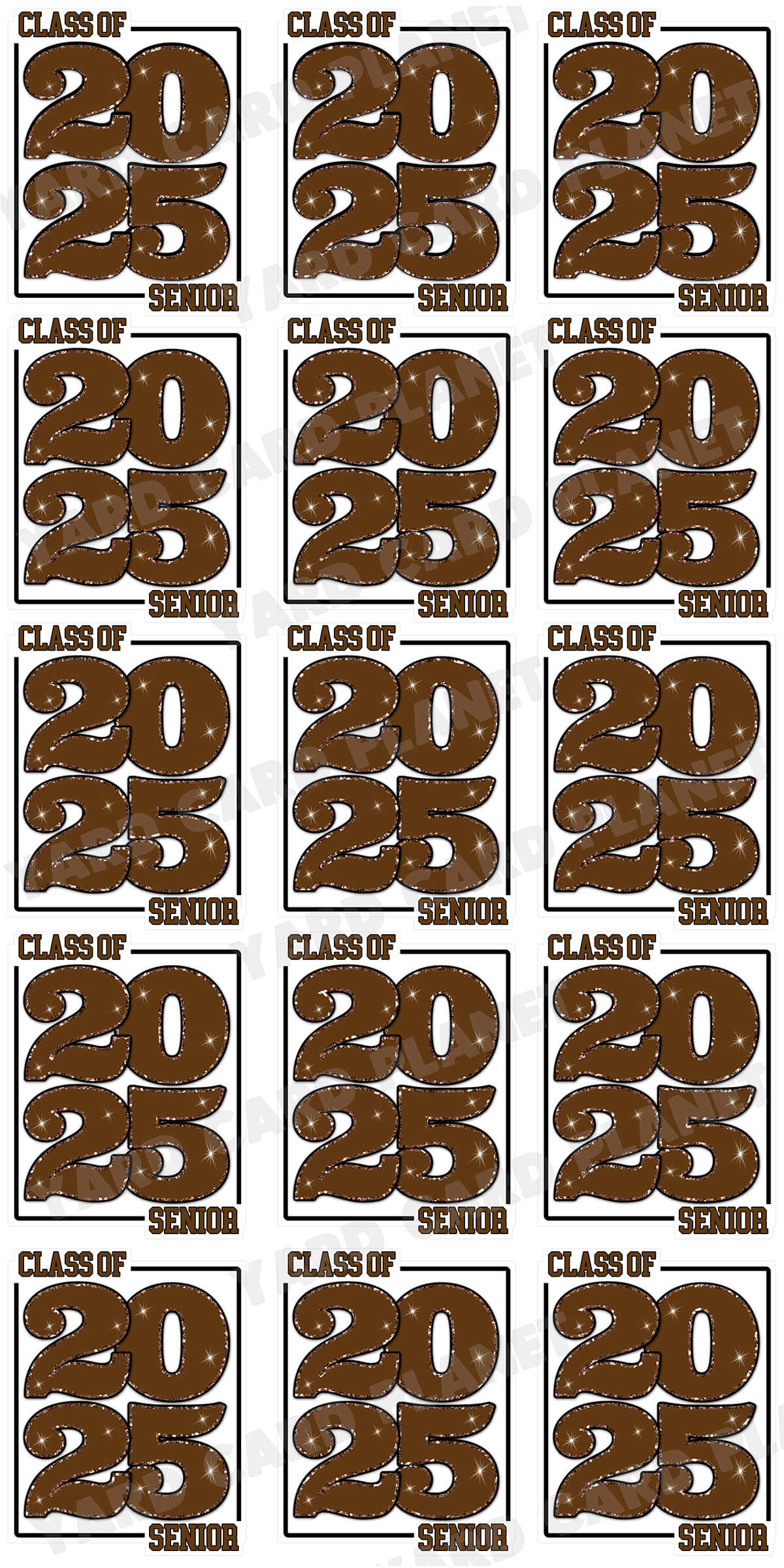 Class of 2025 Senior Yard Card Sign Keepsakes in Solid Colors with Glitter Accent - (Available in Multiple Colors)