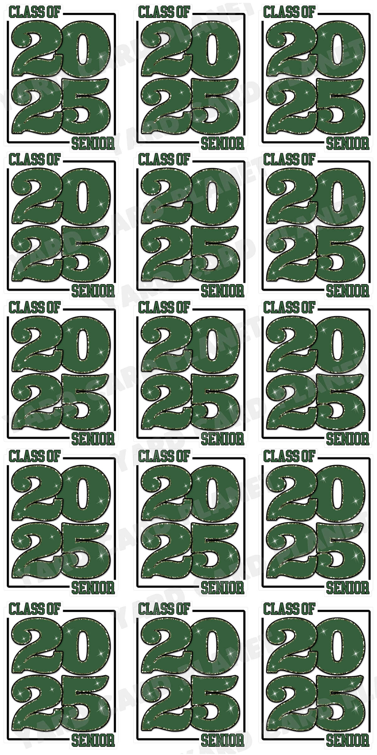 Class of 2025 Senior Yard Card Sign Keepsakes in Solid Colors with Glitter Accent - (Available in Multiple Colors)