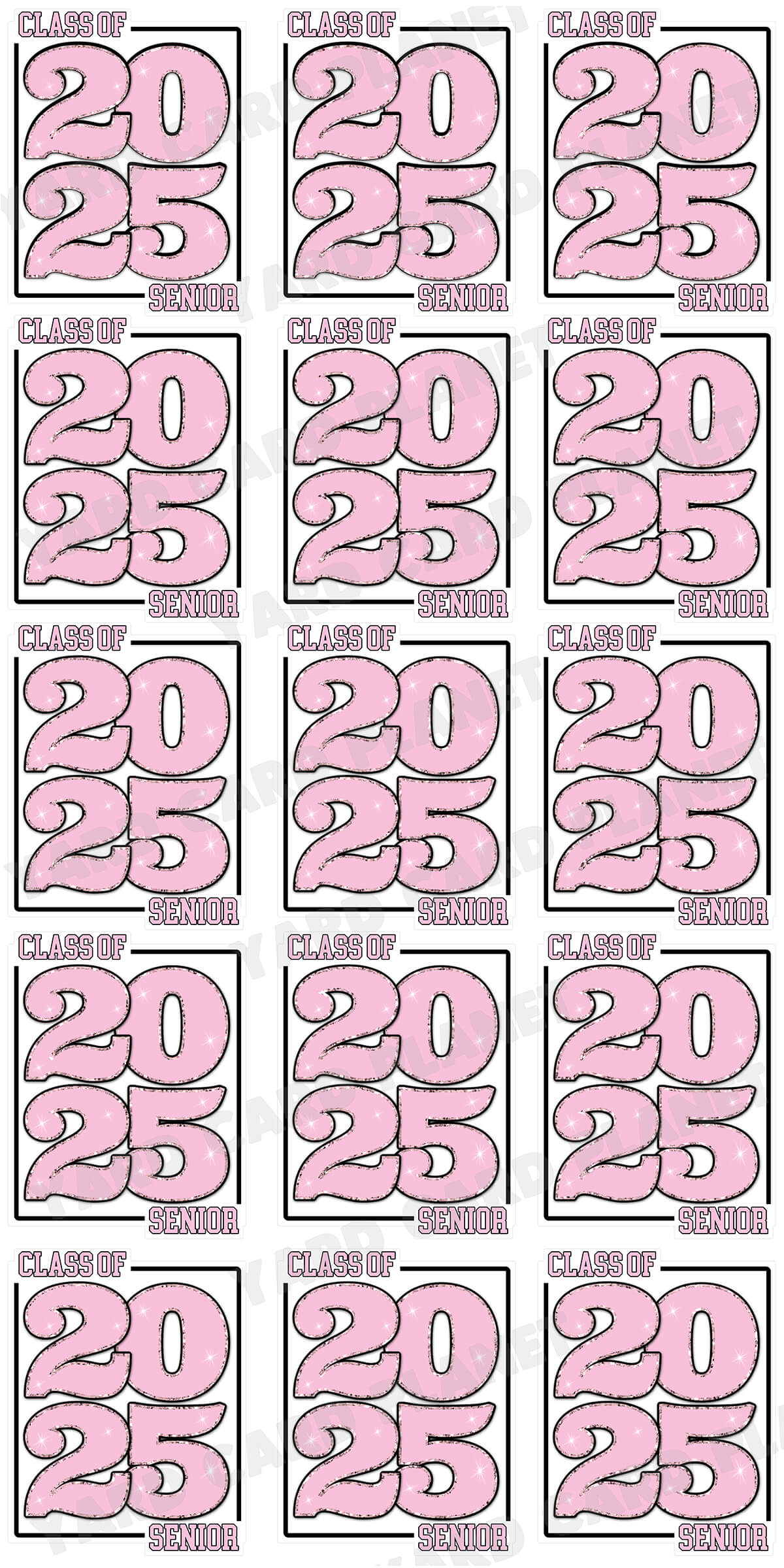 Class of 2025 Senior Yard Card Sign Keepsakes in Solid Colors with Glitter Accent - (Available in Multiple Colors)