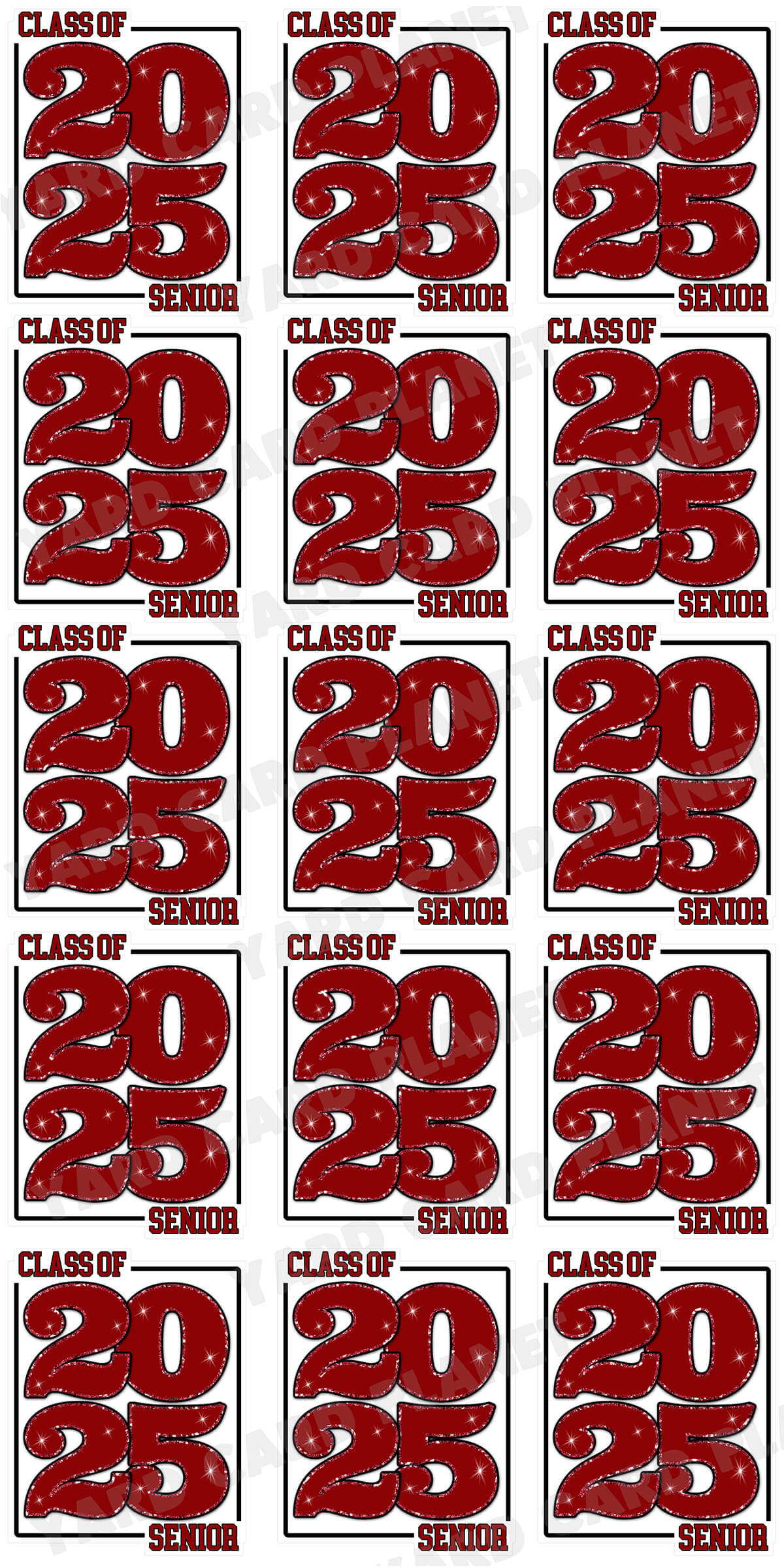 Class of 2025 Senior Yard Card Sign Keepsakes in Solid Colors with Glitter Accent - (Available in Multiple Colors)