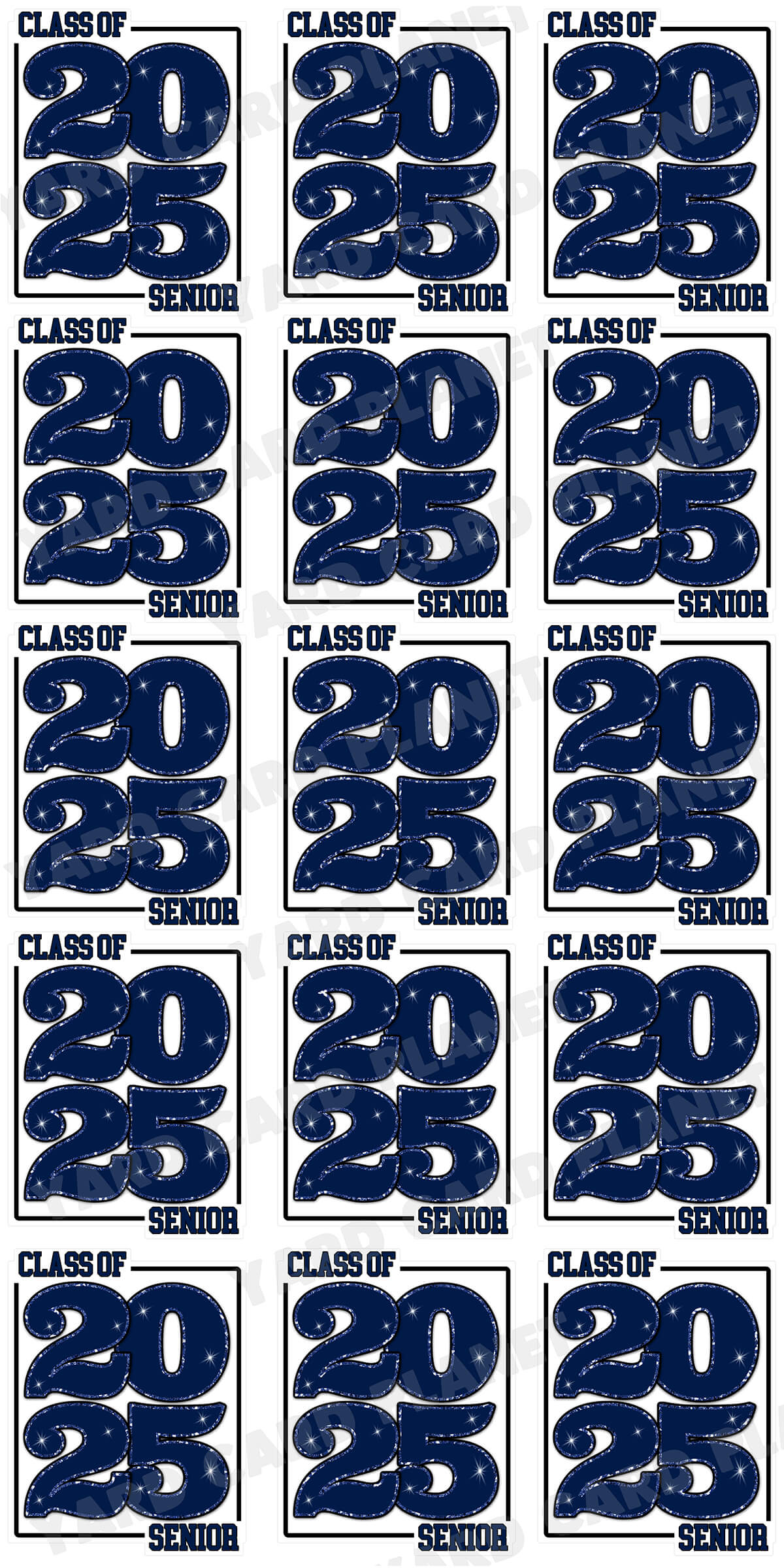 Class of 2025 Senior Yard Card Sign Keepsakes in Solid Colors with Glitter Accent - (Available in Multiple Colors)