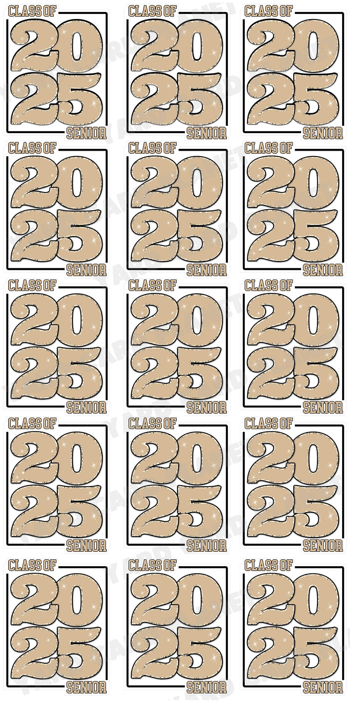 Class of 2025 Senior Yard Card Sign Keepsakes in Solid Colors with Glitter Accent - (Available in Multiple Colors)