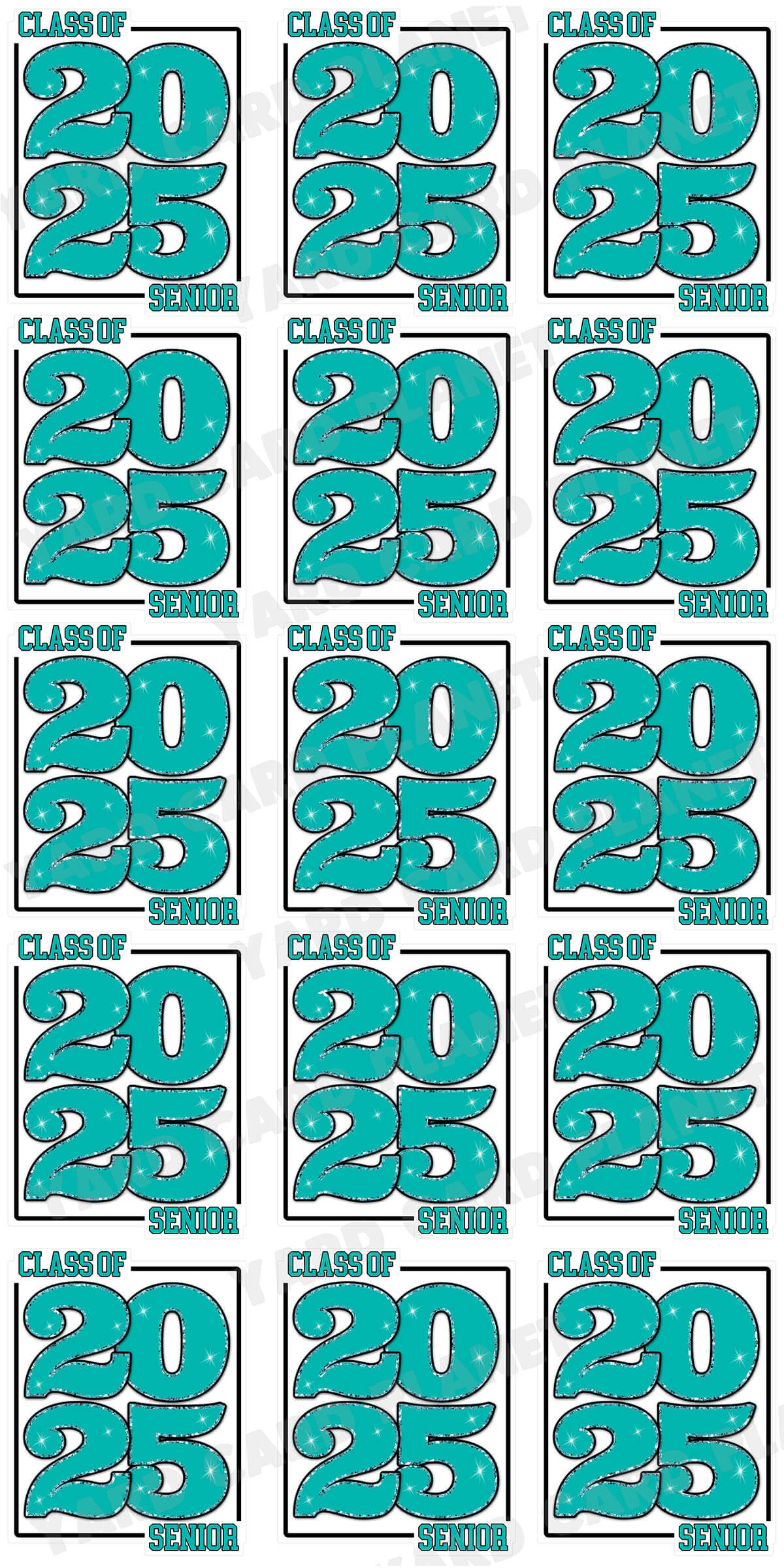 Class of 2025 Senior Yard Card Sign Keepsakes in Solid Colors with Glitter Accent - (Available in Multiple Colors)