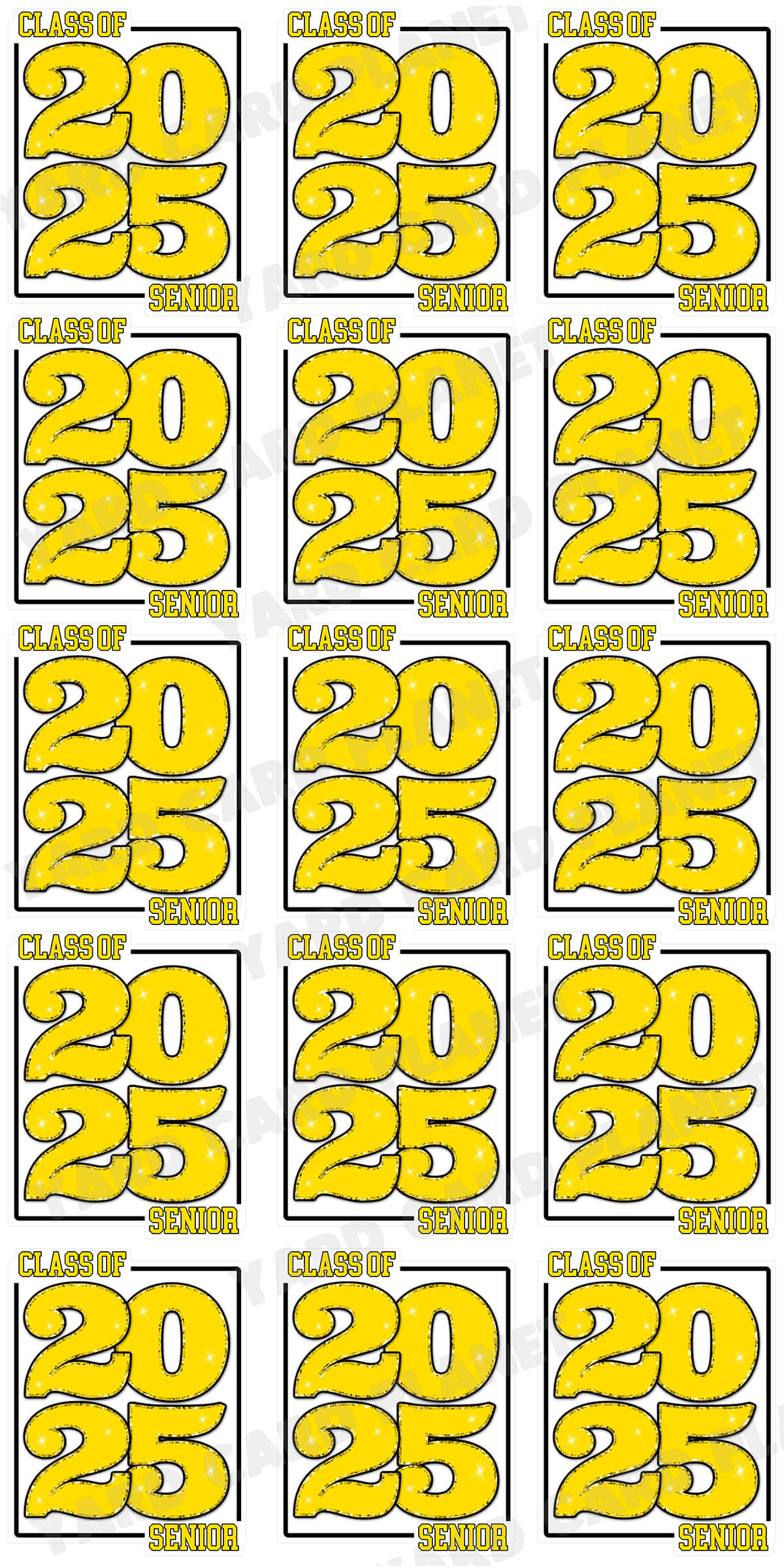 Class of 2025 Senior Yard Card Sign Keepsakes in Solid Colors with Glitter Accent - (Available in Multiple Colors)