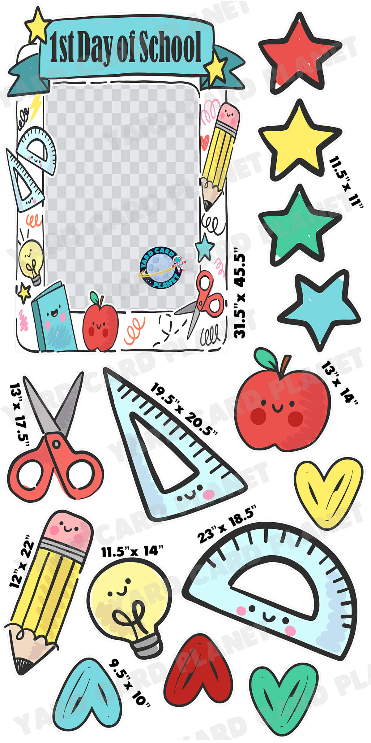 1st Day of School EZ Quick Frame and Happy School Supplies Yard Card Flair Set