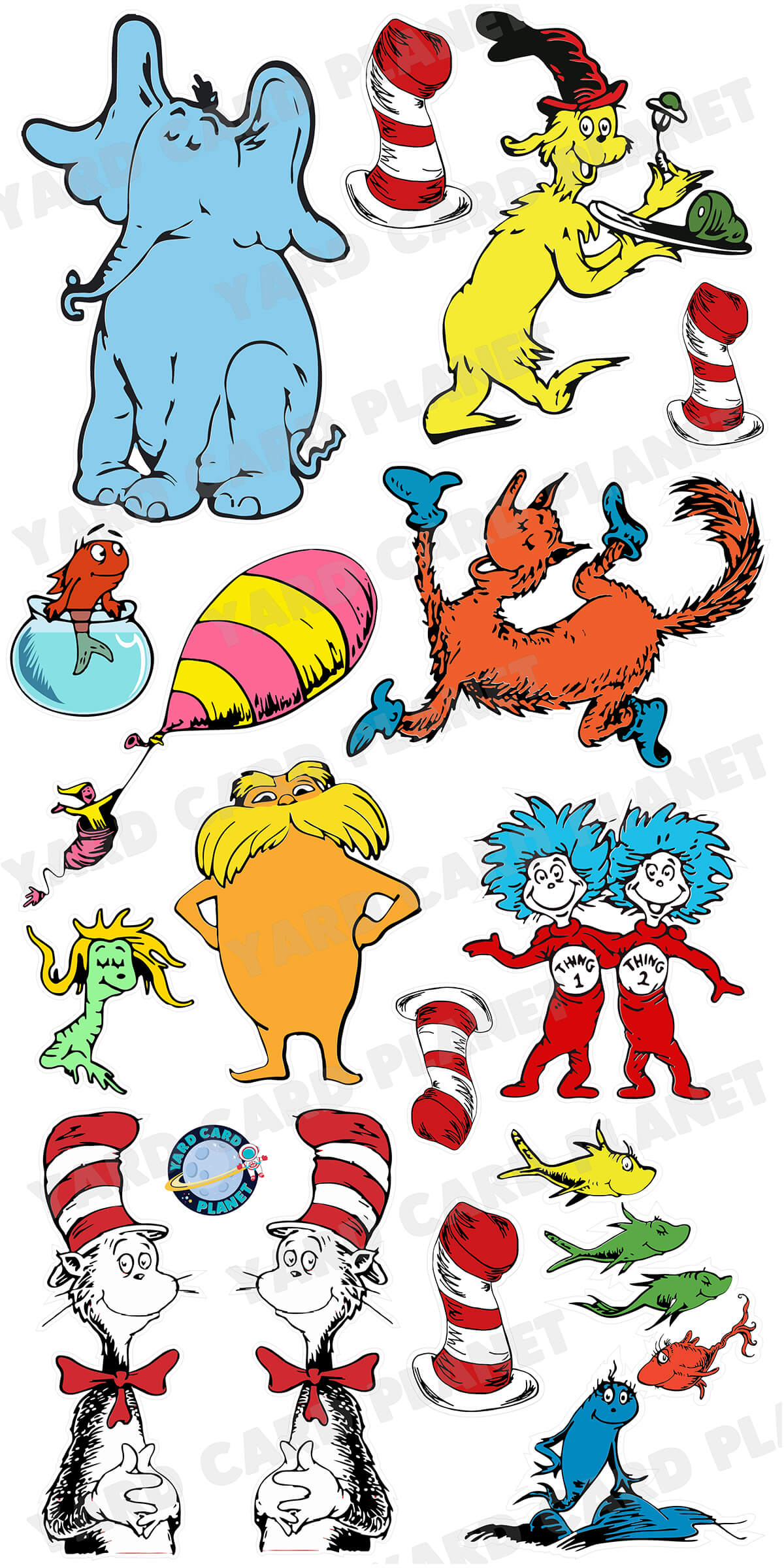 Dr. Seuss Books Inspired Yard Card Flair Set