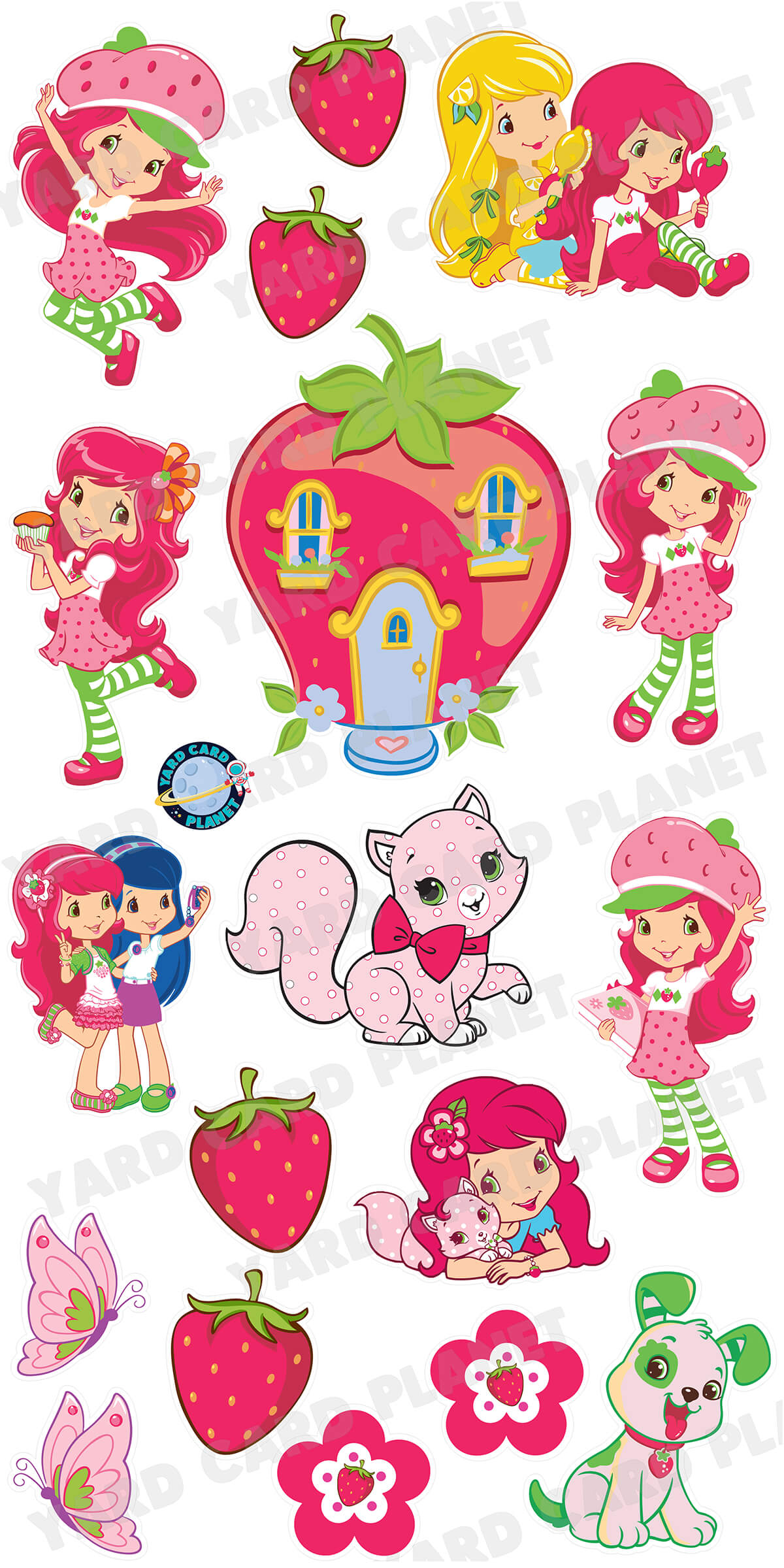 Strawberry Shortcake Inspired Yard Card Flair Set