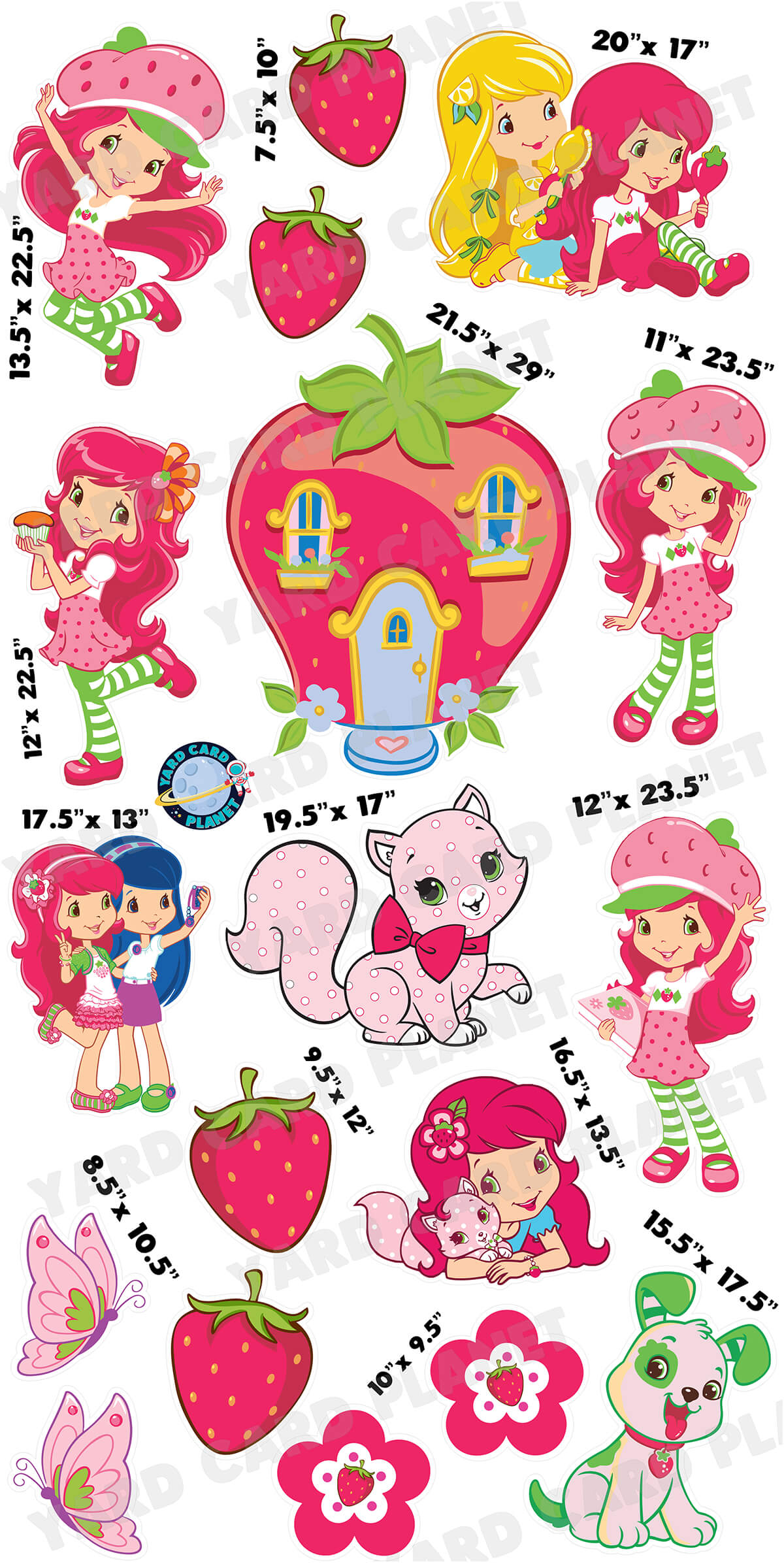 Strawberry Shortcake Inspired Yard Card Flair Set