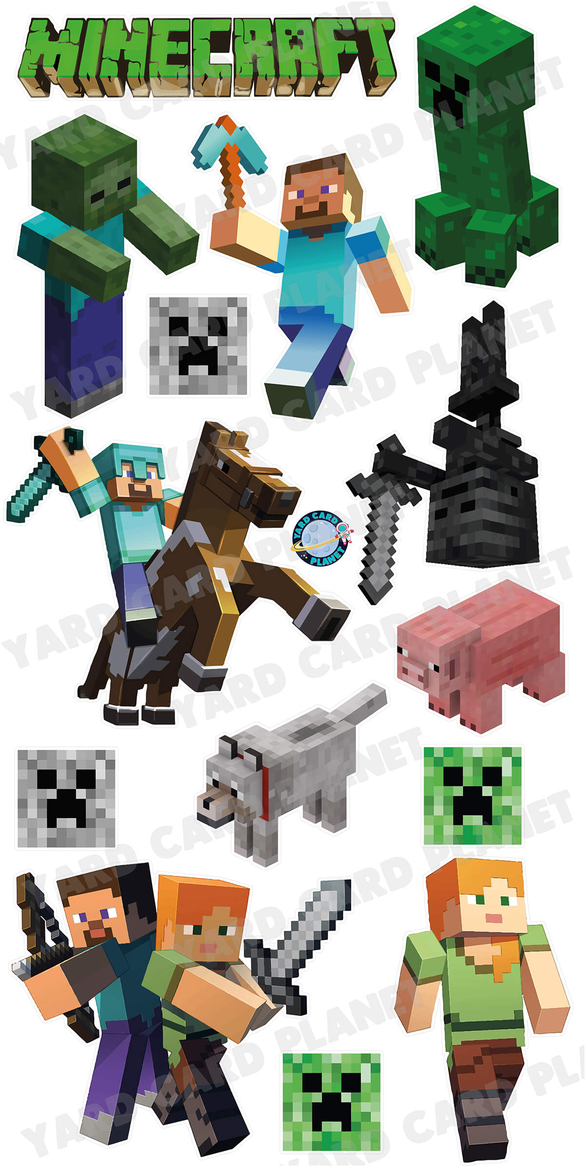 Minecraft Inspired Yard Card Flair Set